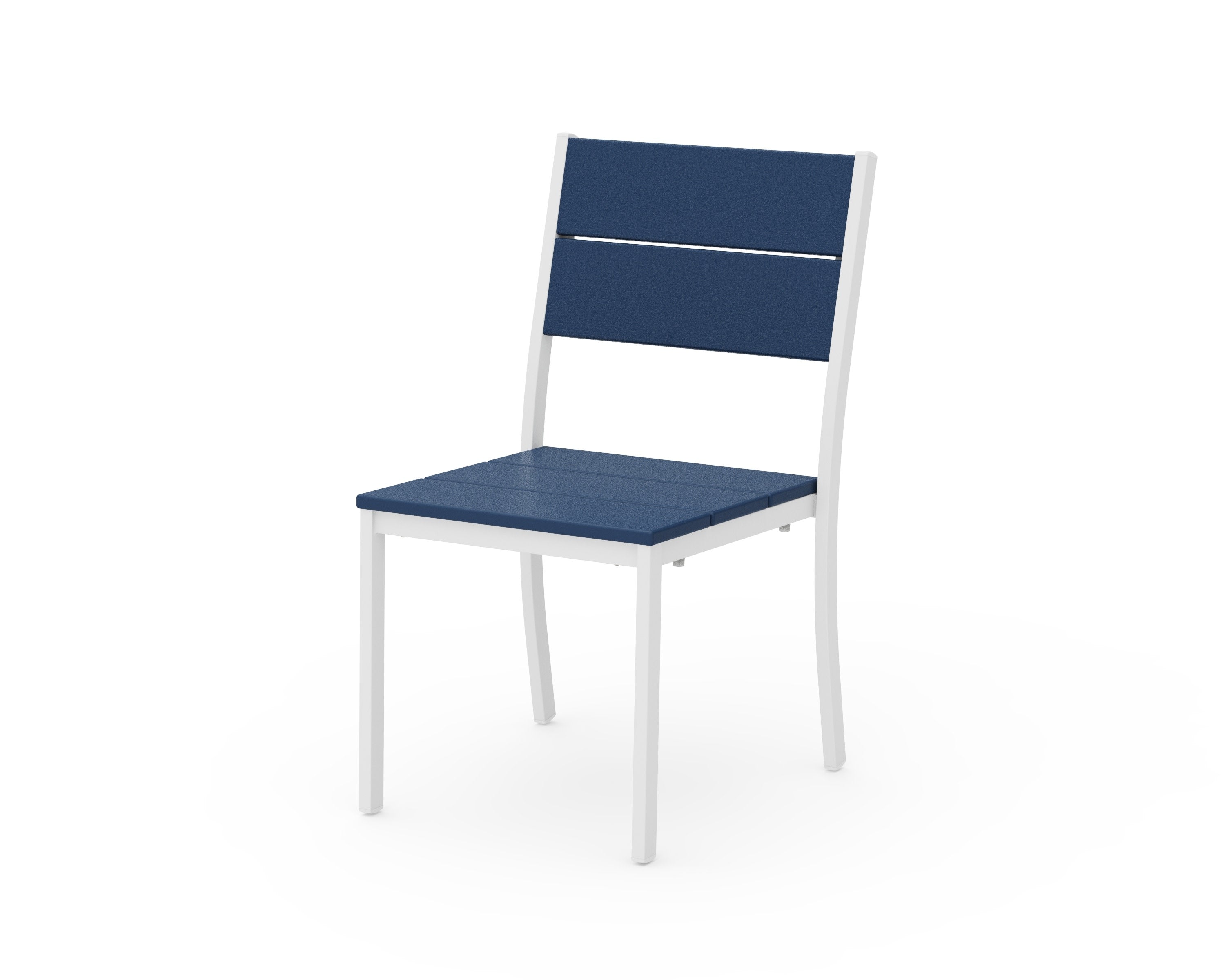 Main Street Stacking Dining Side Chair in White / Navy