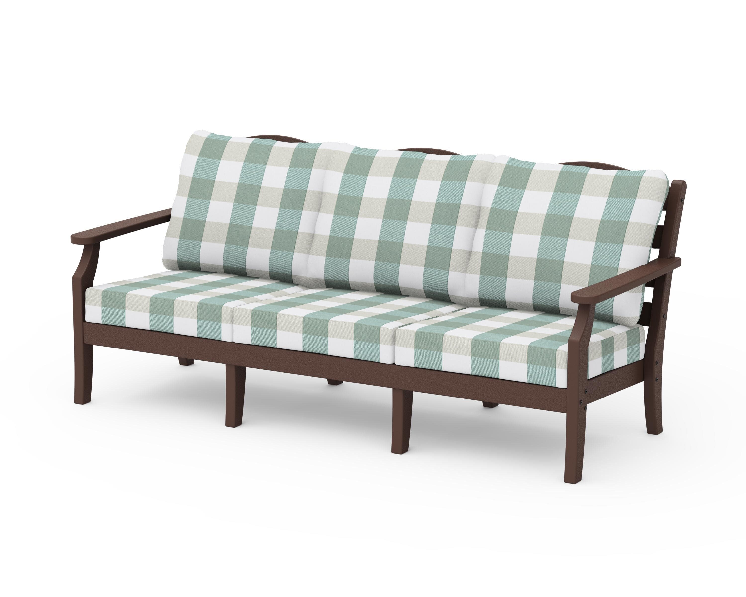 Savannah Deep Seating Sofa in Mahogany / Buffalo Plaid Glacier Spa