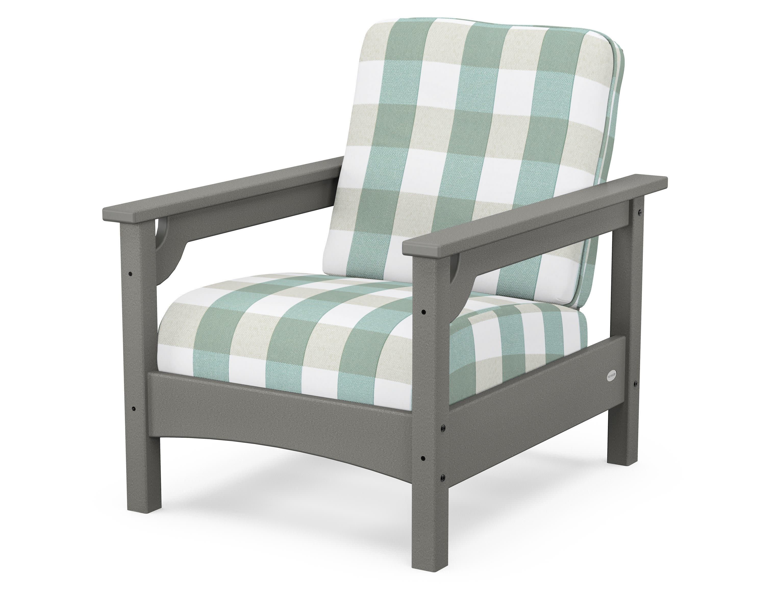 Club Chair in Slate Grey / Buffalo Plaid Glacier Spa