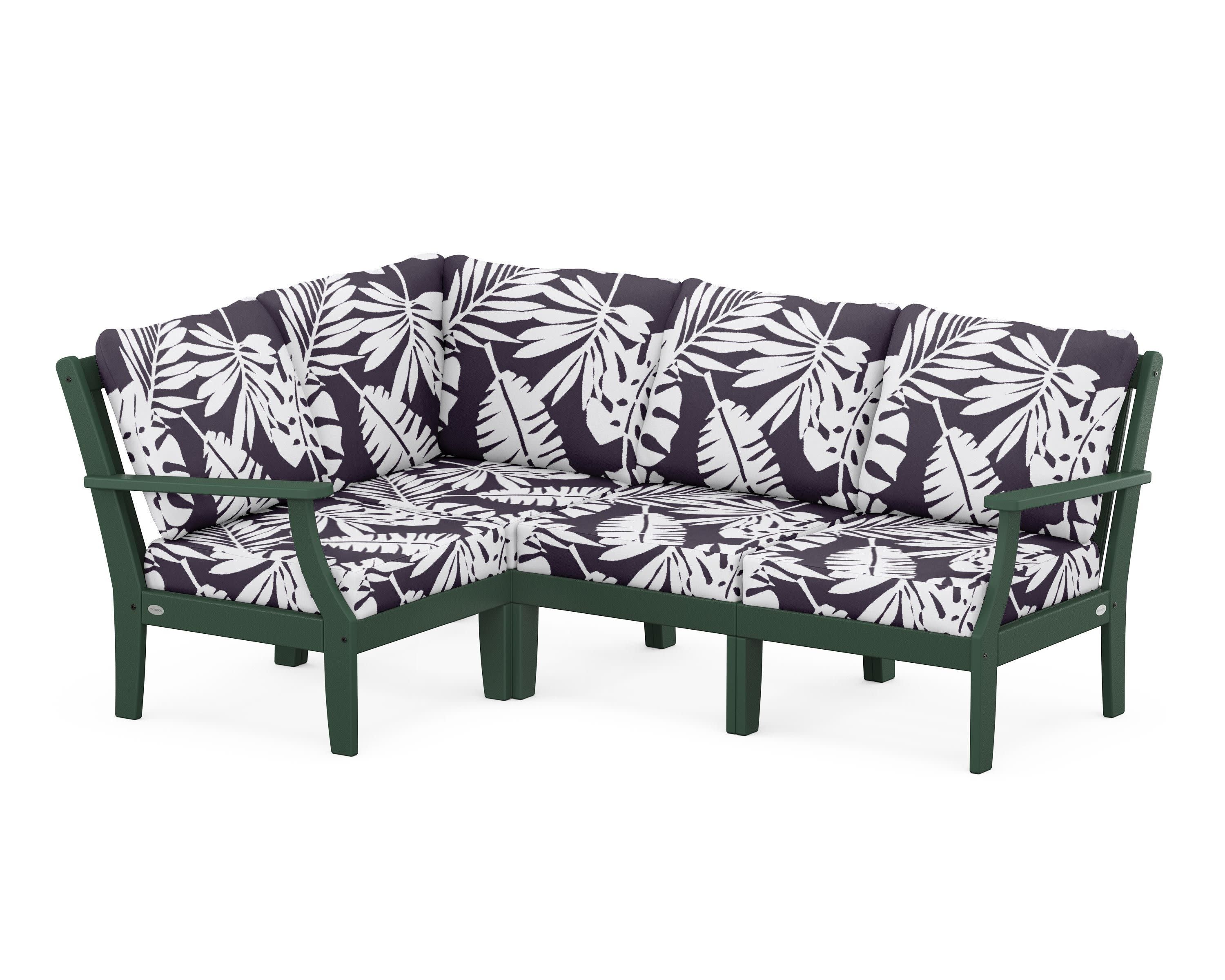 Braxton Modular 4-Piece Deep Seating Set in Green / Leaf Navy