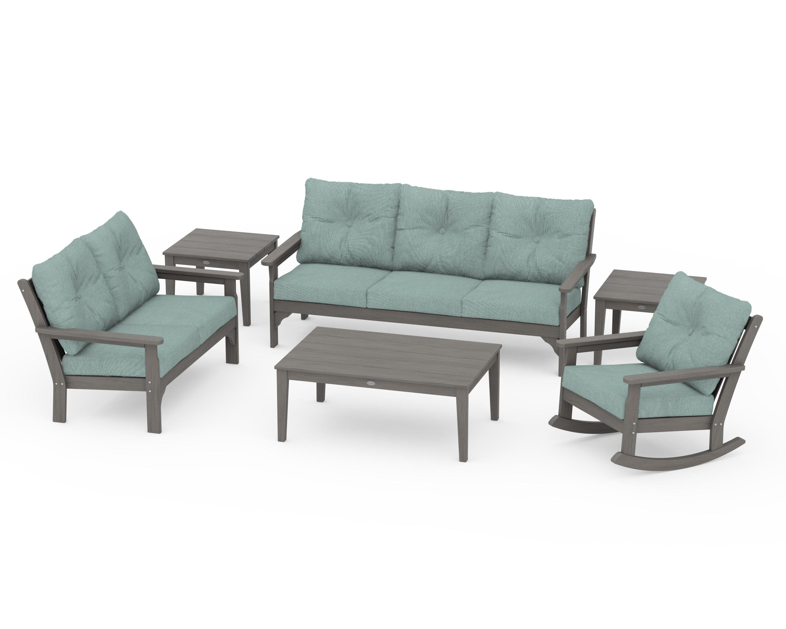 Vineyard 6-Piece Deep Seating Set in Driftwood / Glacier Spa