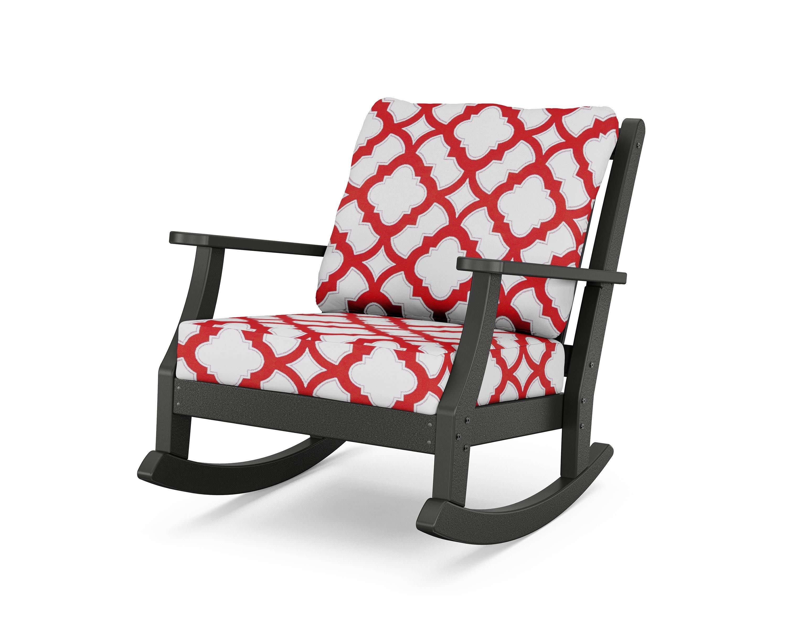 Wovendale Deep Seating Rocking Chair in Black / Trellis Crimson