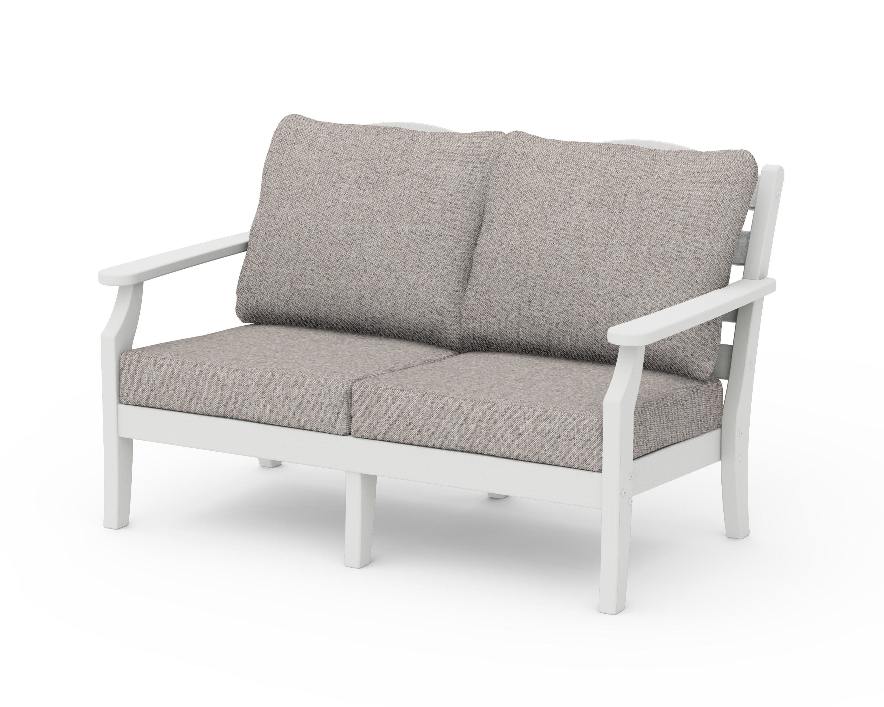 Savannah Deep Seating Loveseat in Vintage White / Weathered Tweed