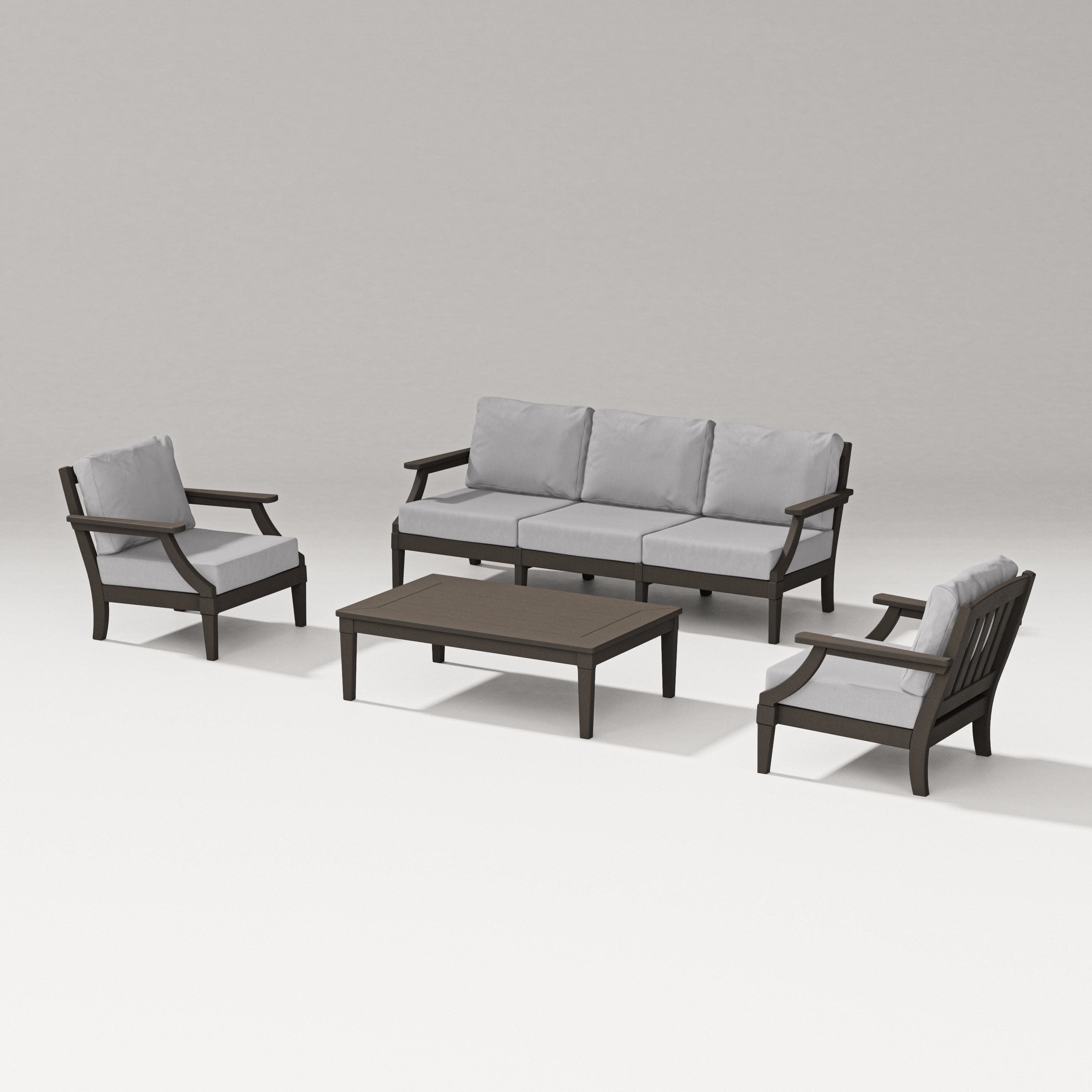 Estate 4-Piece Lounge Sofa Set in Vintage Coffee / Granite