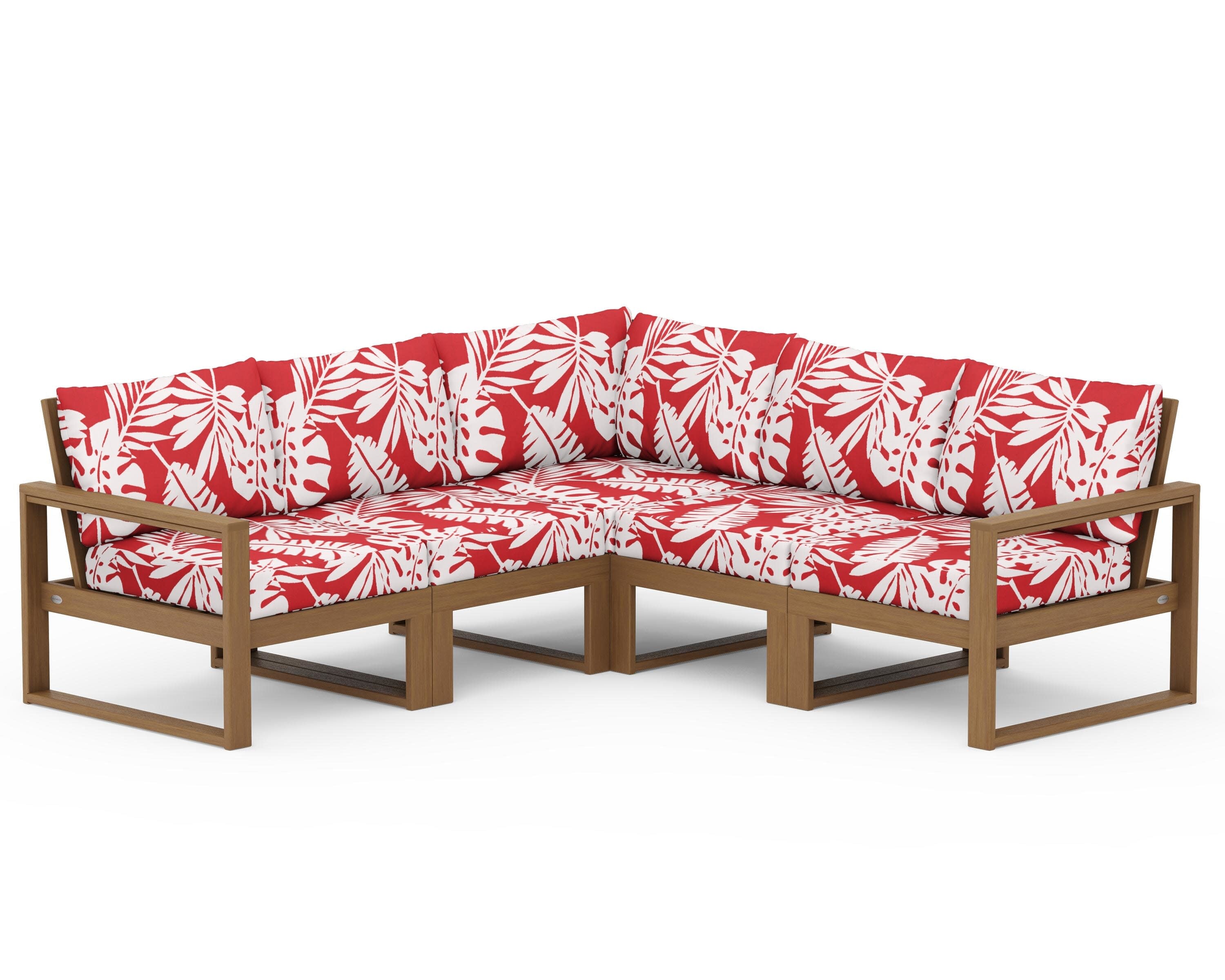EDGE 5-Piece Modular Deep Seating Set in Natural / Leaf Crimson