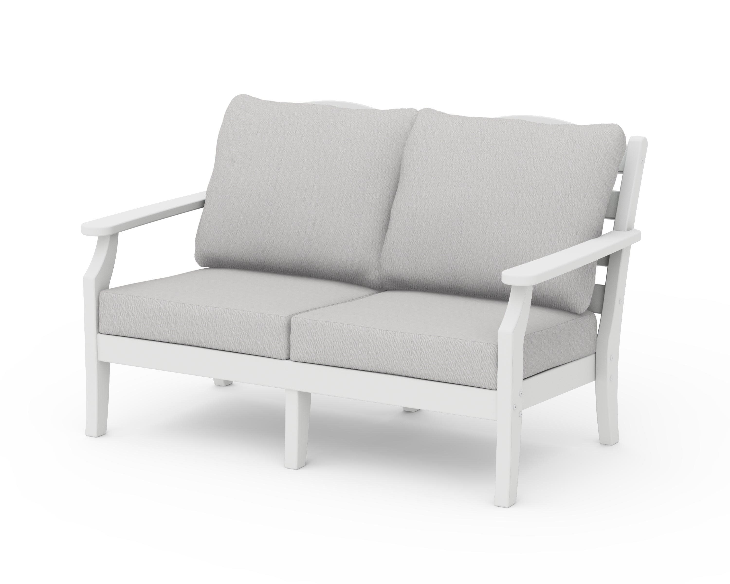 Savannah Deep Seating Loveseat in White / Diamond in the Rough
