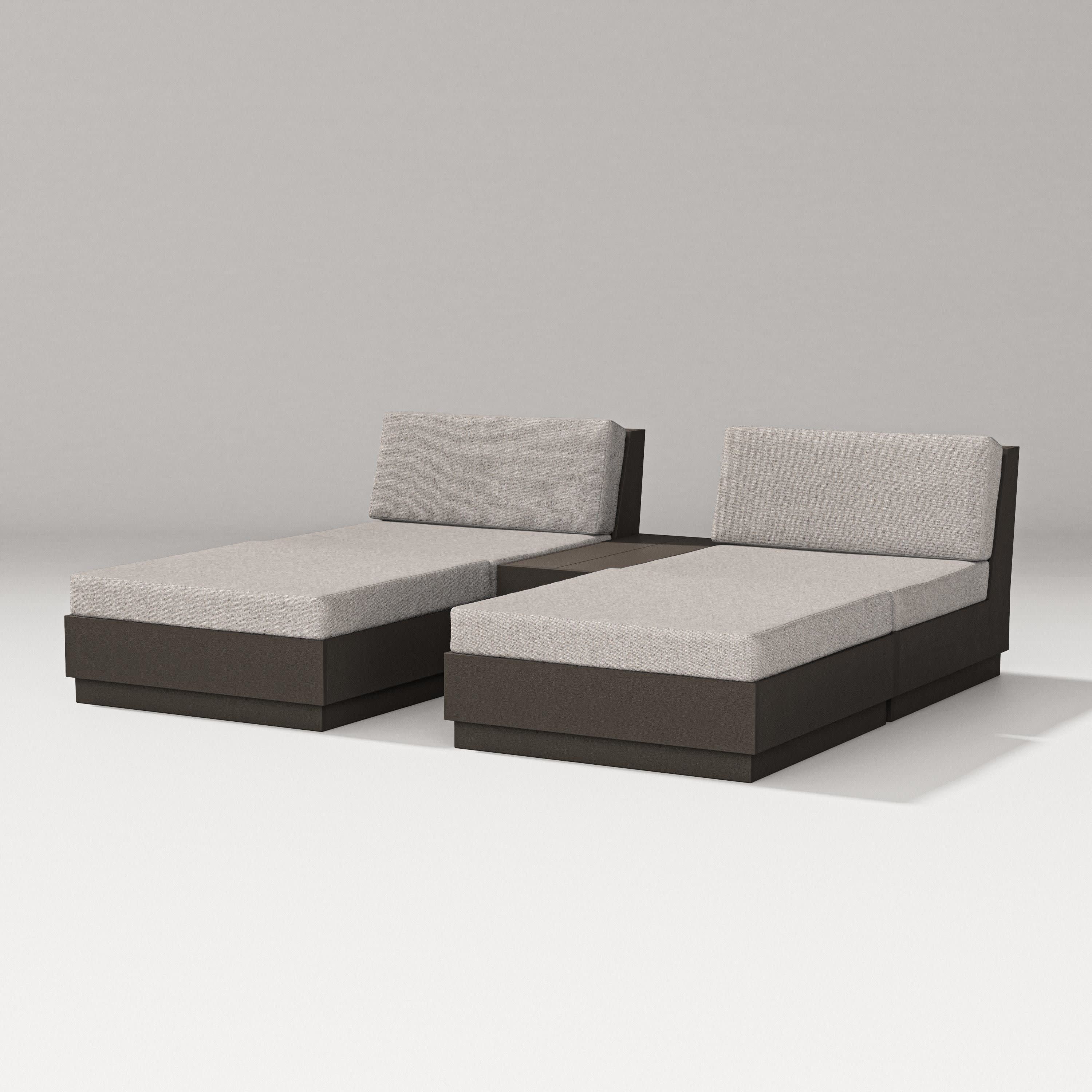 Elevate Double Chaise Set in Vintage Coffee / Weathered Tweed