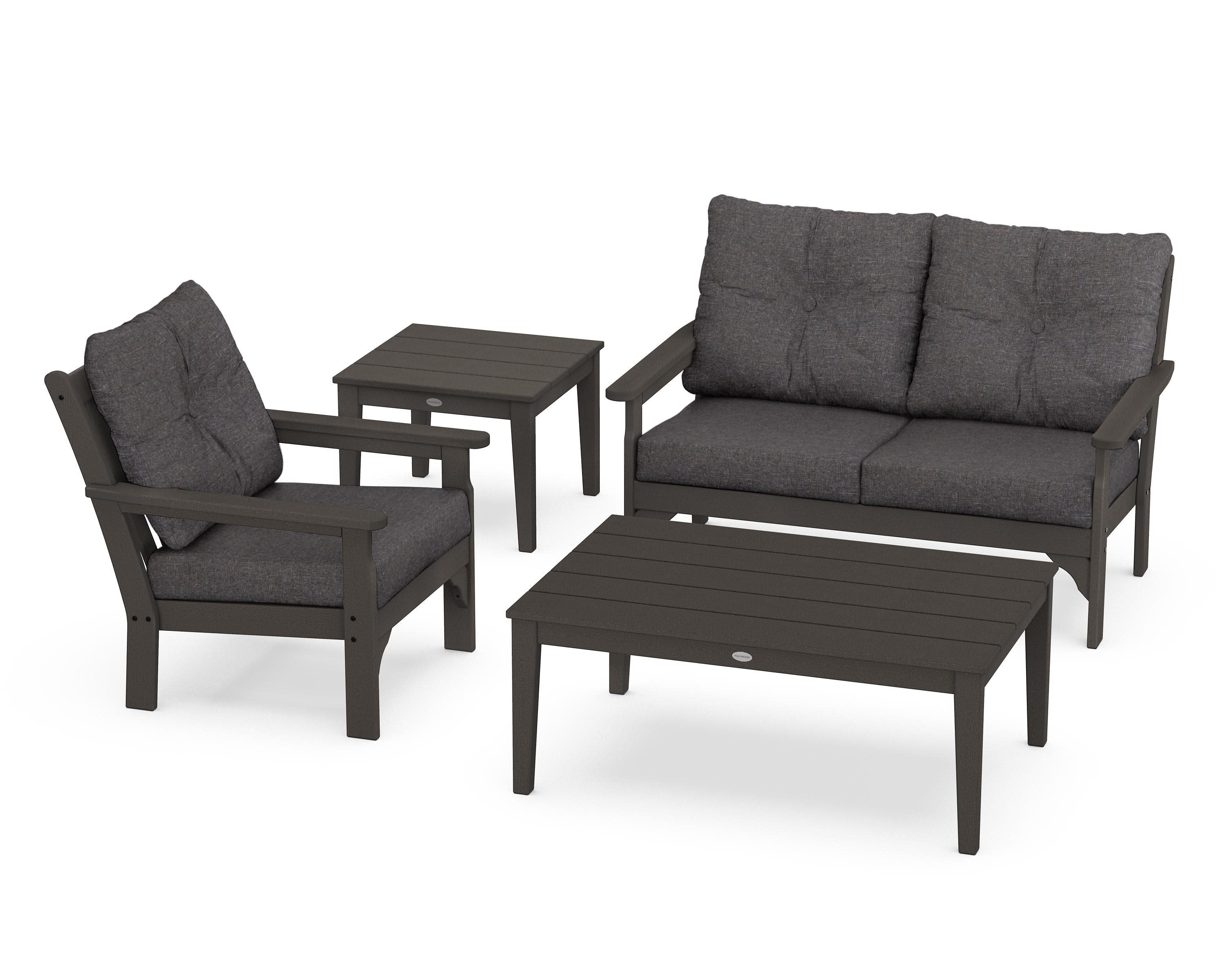 Vineyard 4-Piece Deep Seating Set in Vintage Coffee / Ash Charcoal