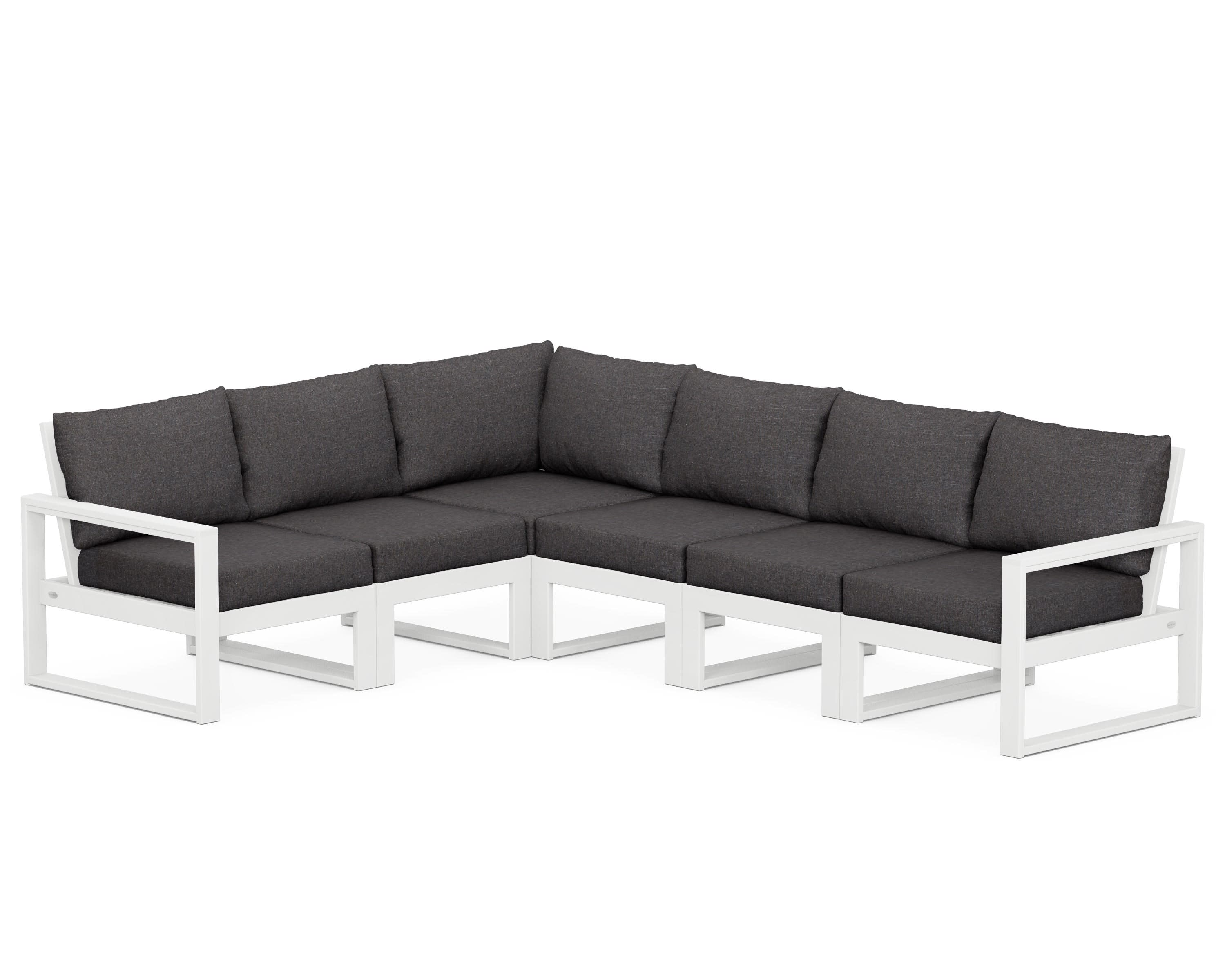 EDGE 6-Piece Modular Deep Seating Set in White / Ash Charcoal