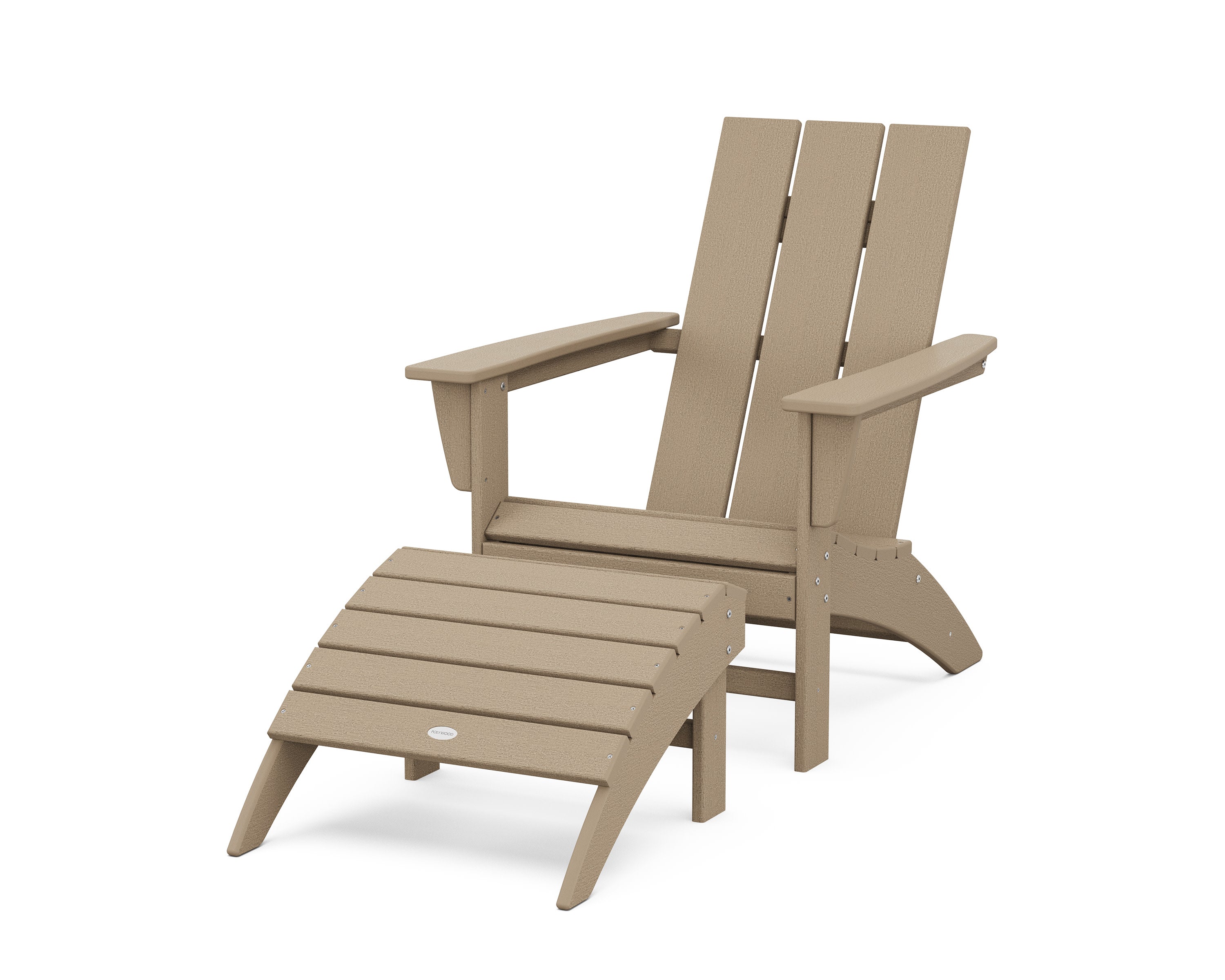 Modern Adirondack Chair 2-Piece Set with Ottoman in Vintage Sahara