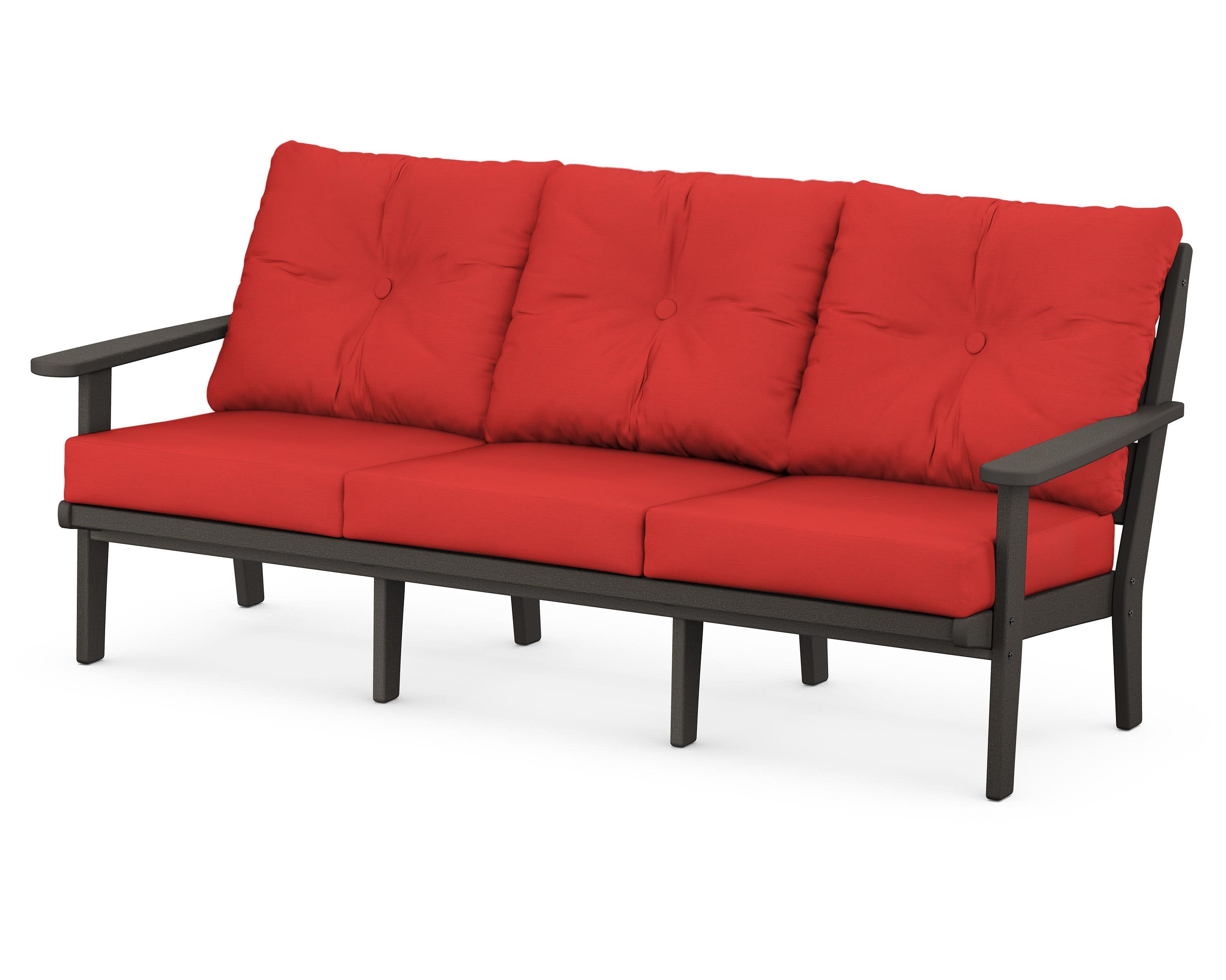 Lakeside Deep Seating Sofa in Vintage Coffee / Crimson Linen