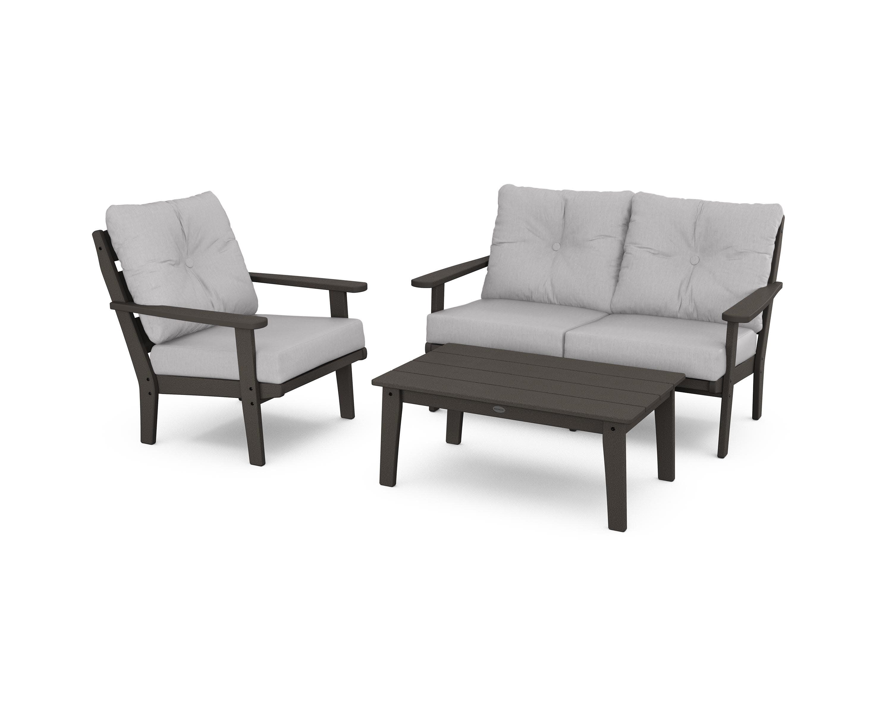 Lakeside 3-Piece Deep Seating Set in Vintage Coffee / Granite
