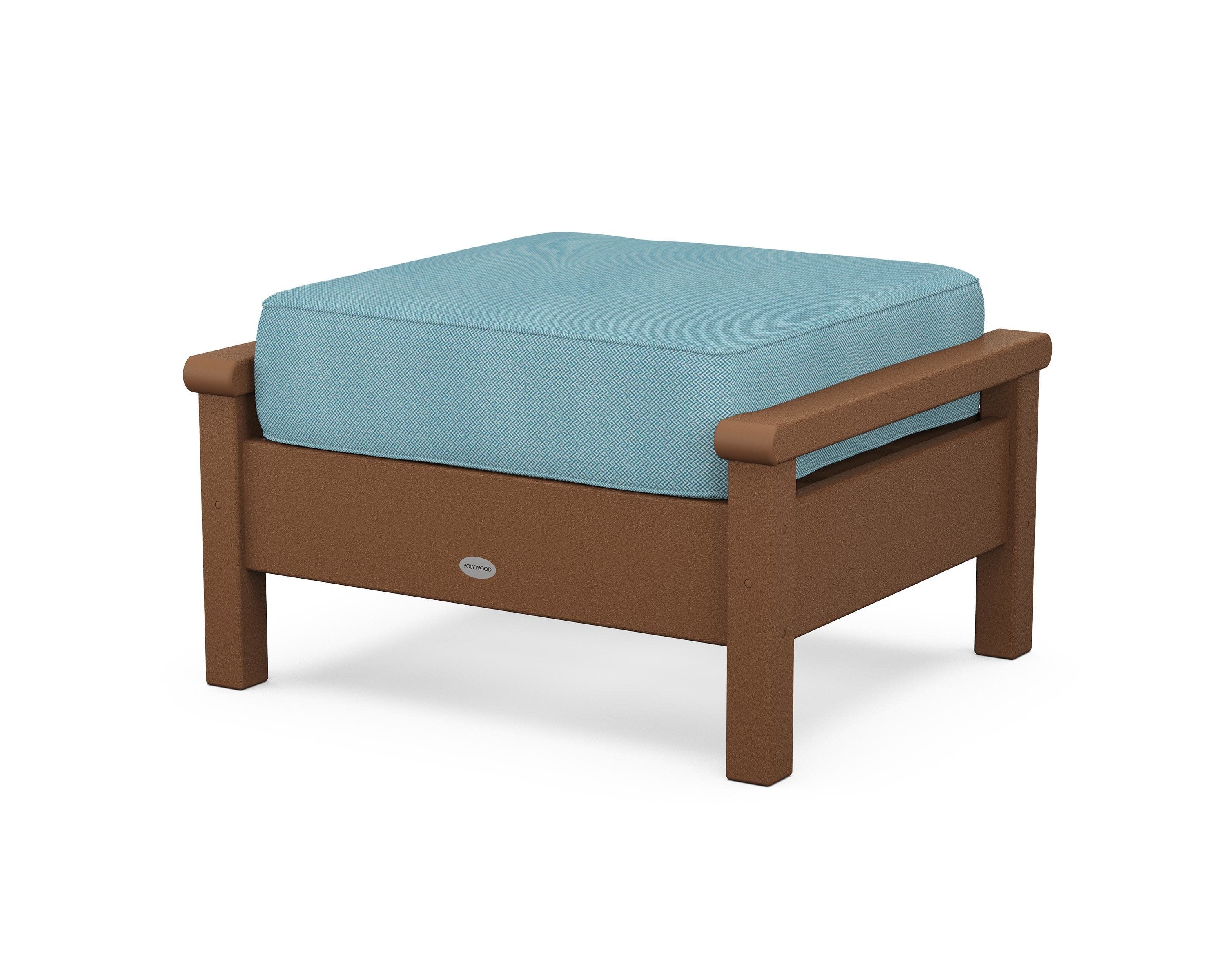 Harbour Deep Seating Ottoman in Teak / Lattice Sky Blue
