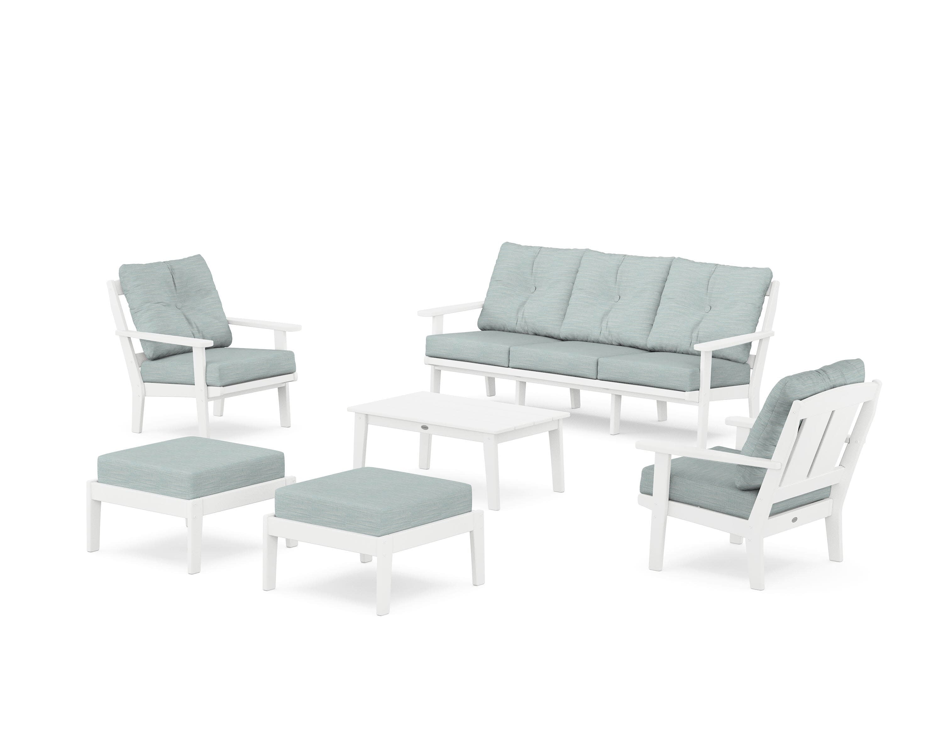 Mission 6-Piece Lounge Sofa Set in White / Soothe Mist