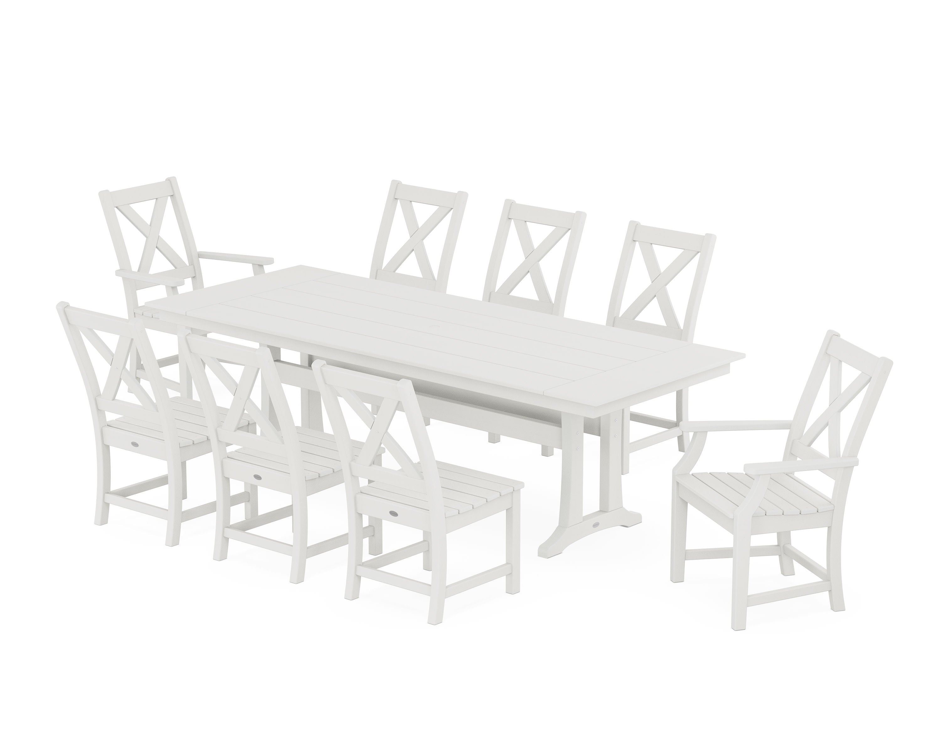Braxton 9-Piece Farmhouse Dining Set with Trestle Legs in Vintage White
