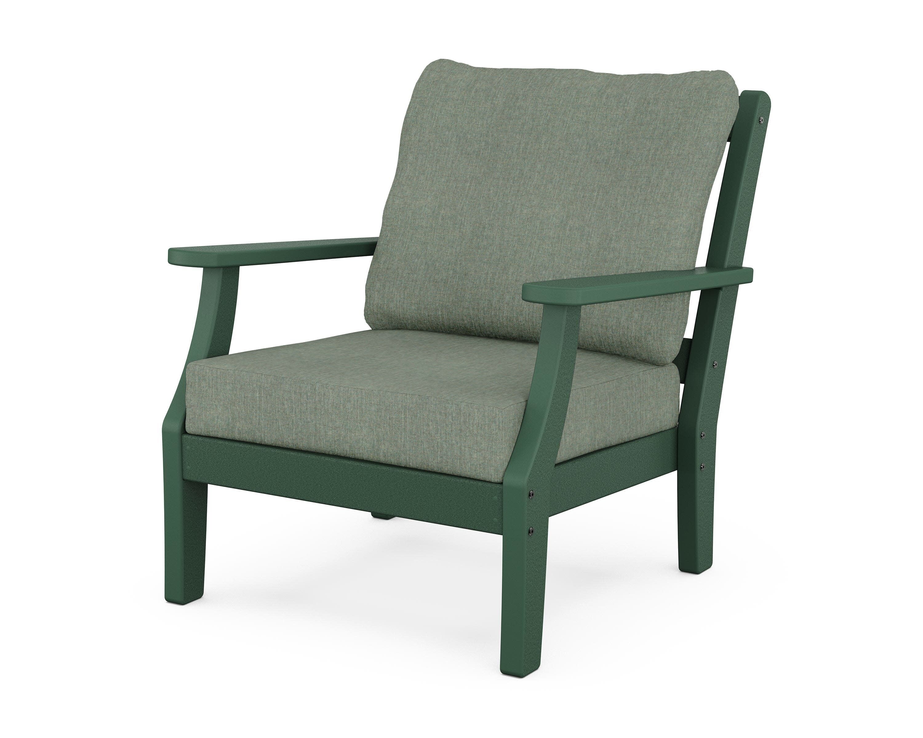 Chinoiserie Deep Seating Chair in Green / Cast Sage