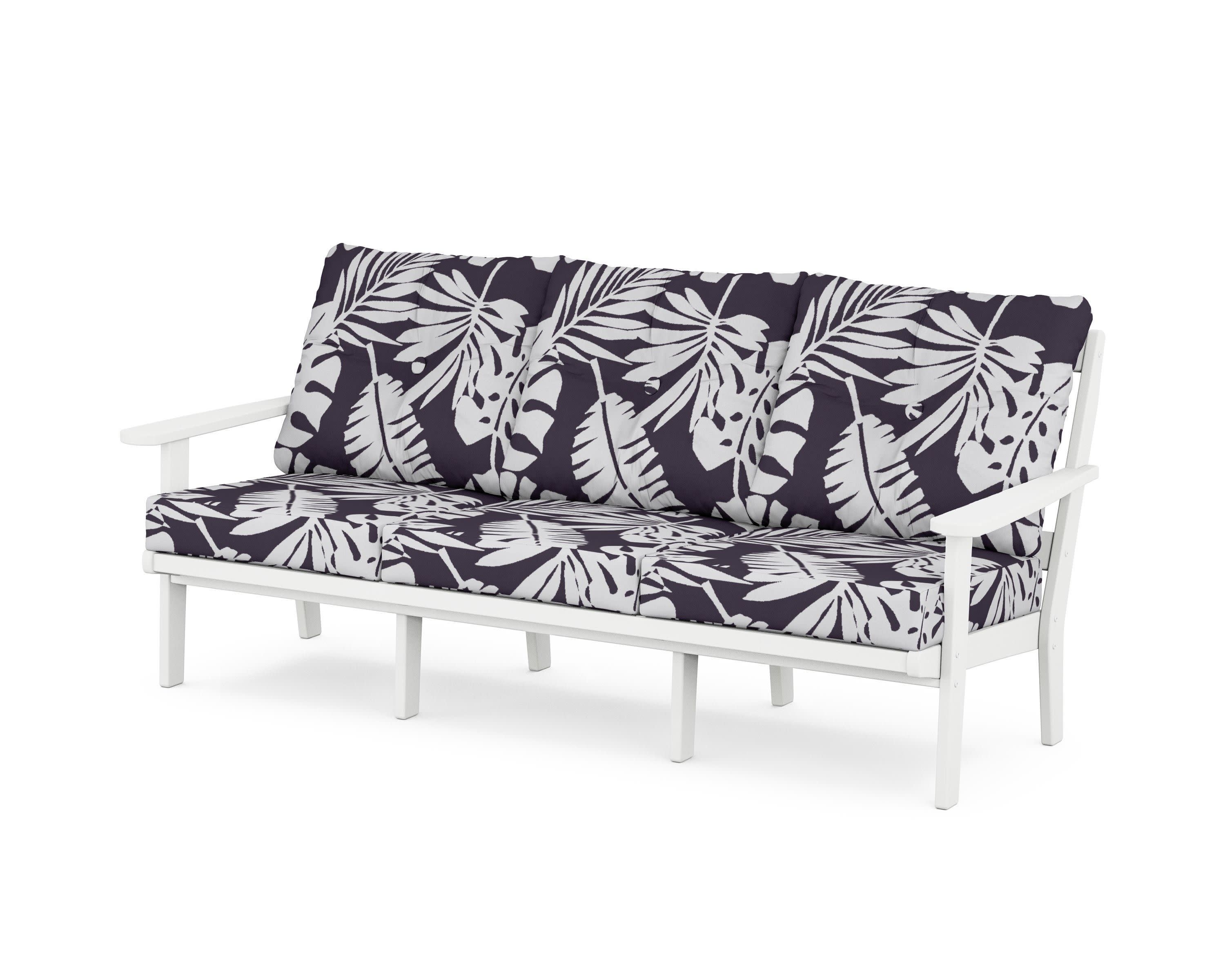 Mission Deep Seating Sofa in White / Leaf Navy