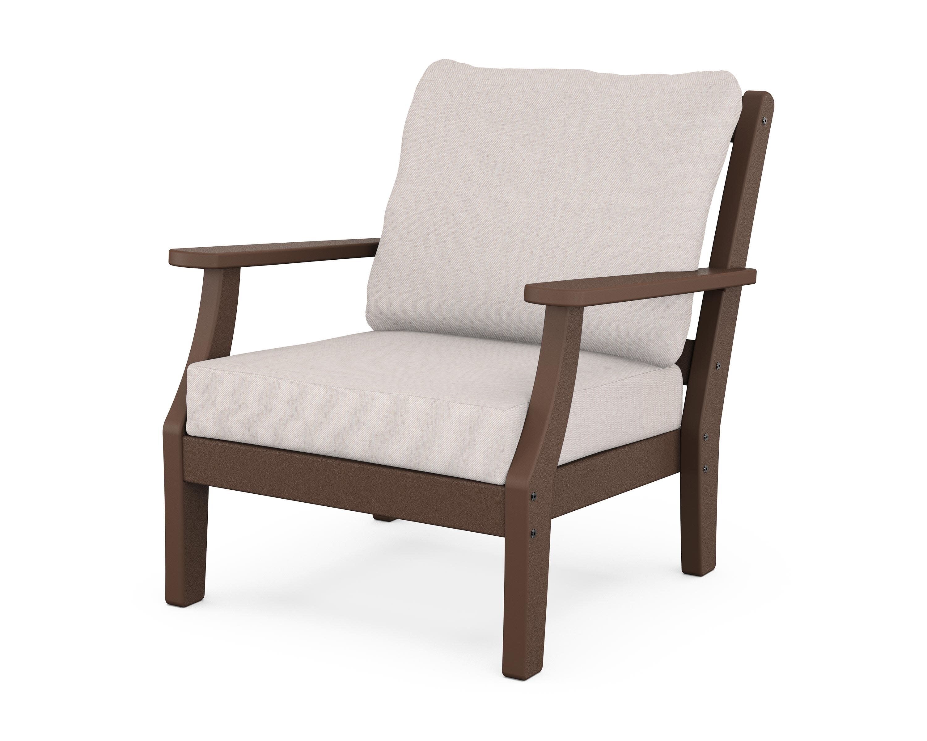 Chinoiserie Deep Seating Chair in Mahogany / Dune Burlap