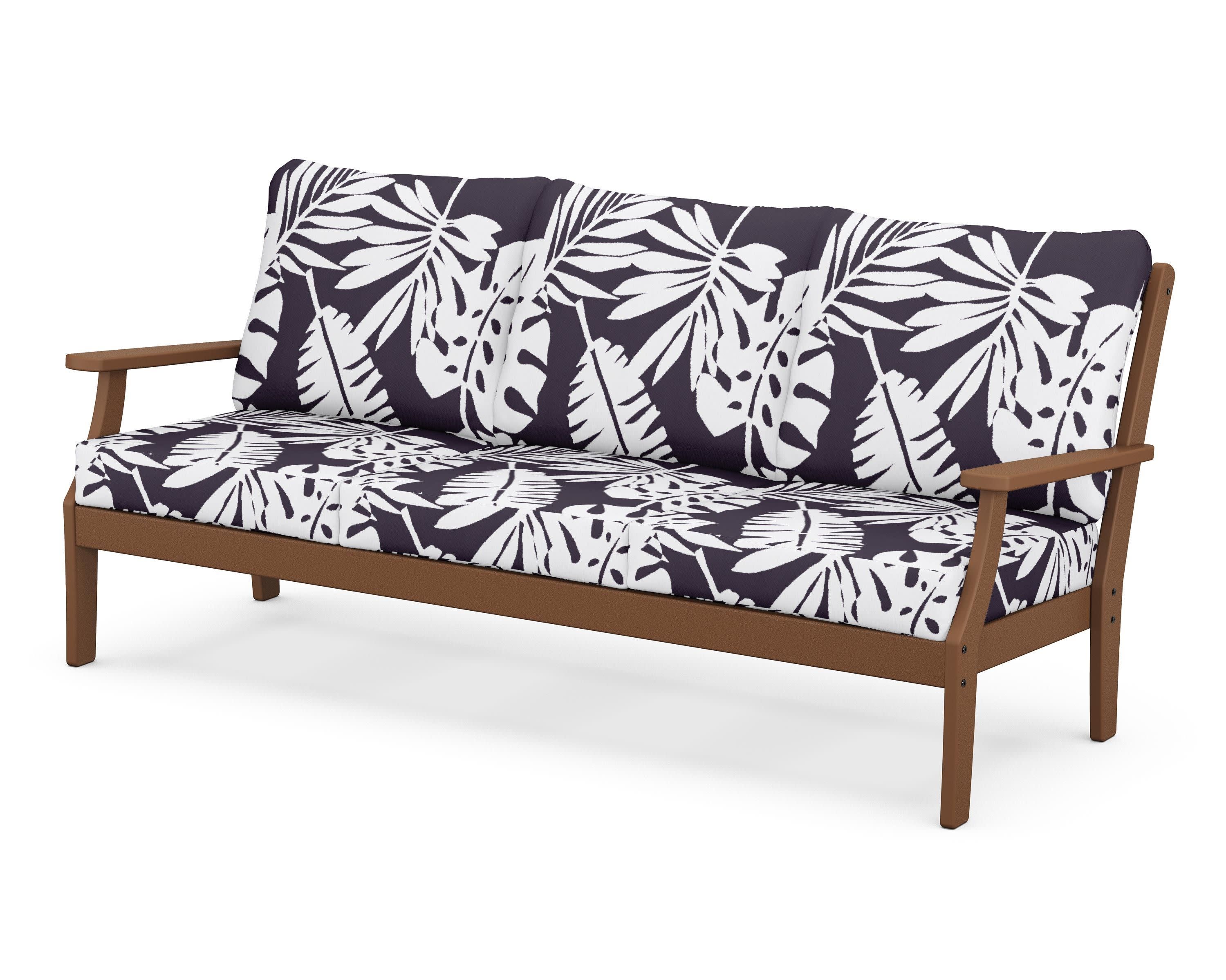 Braxton Deep Seating Sofa in Teak / Leaf Navy