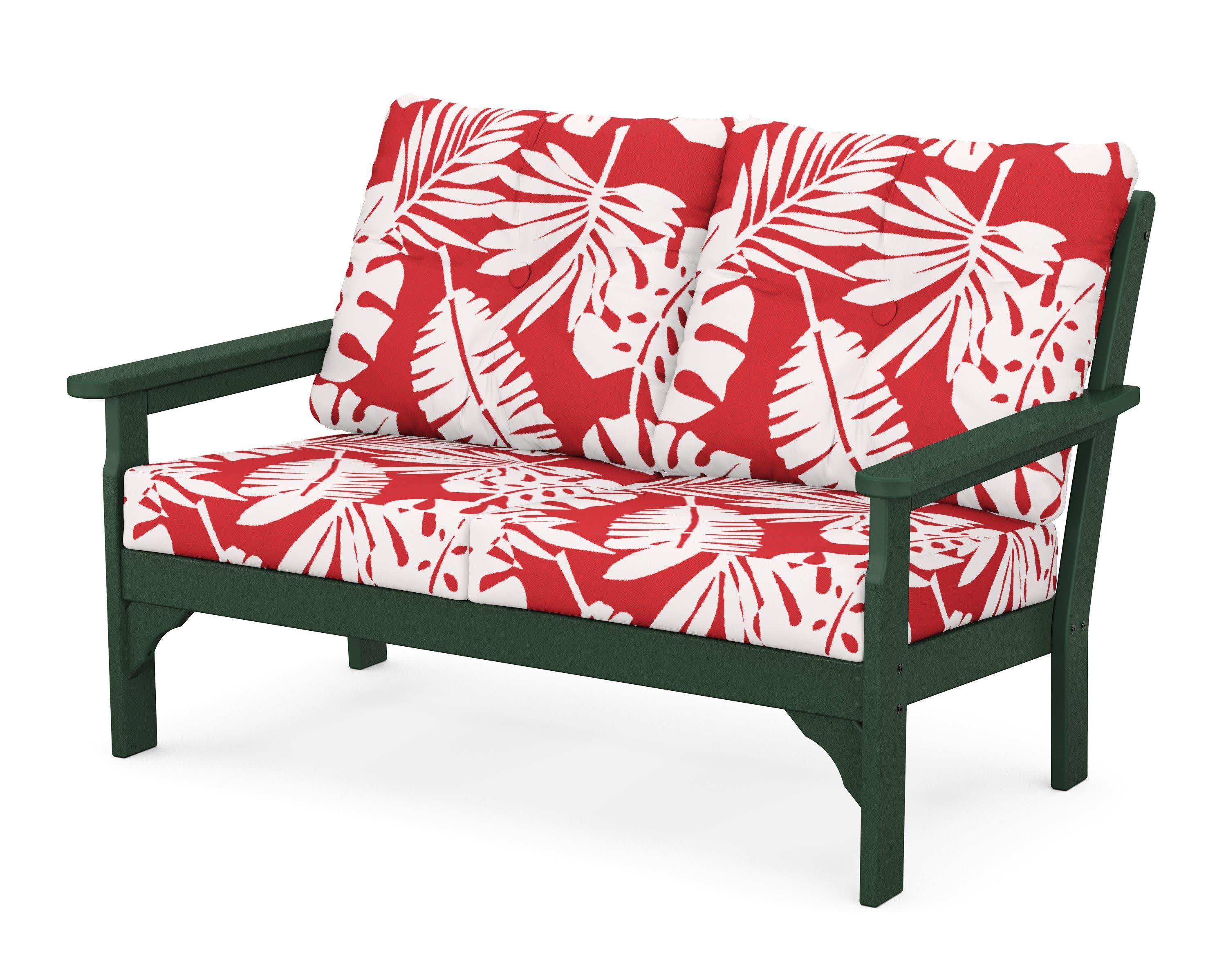 Vineyard Deep Seating Loveseat in Green / Leaf Crimson