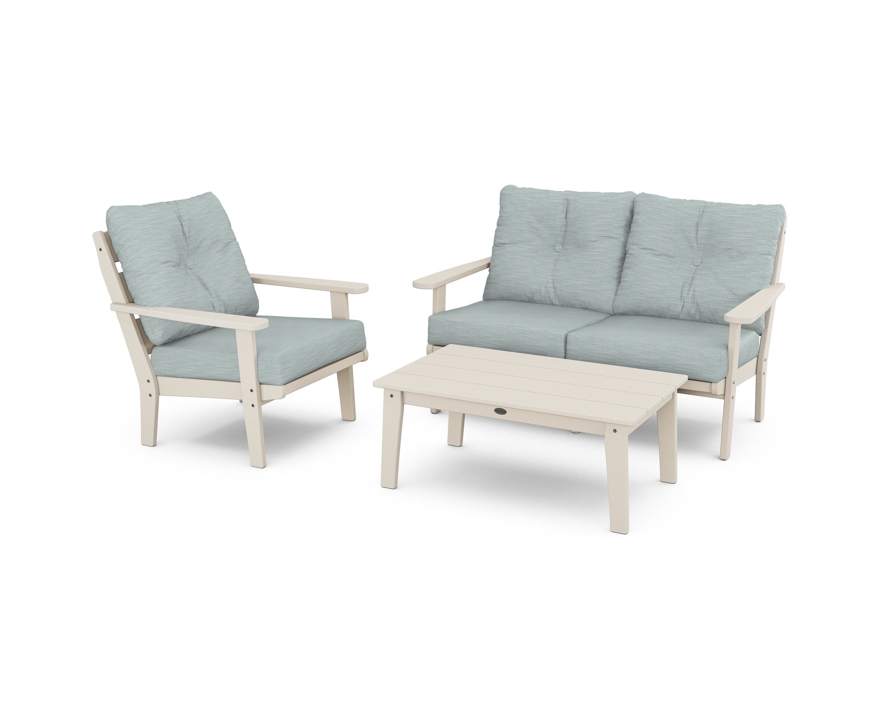 Lakeside 3-Piece Deep Seating Set in Sand / Soothe Mist
