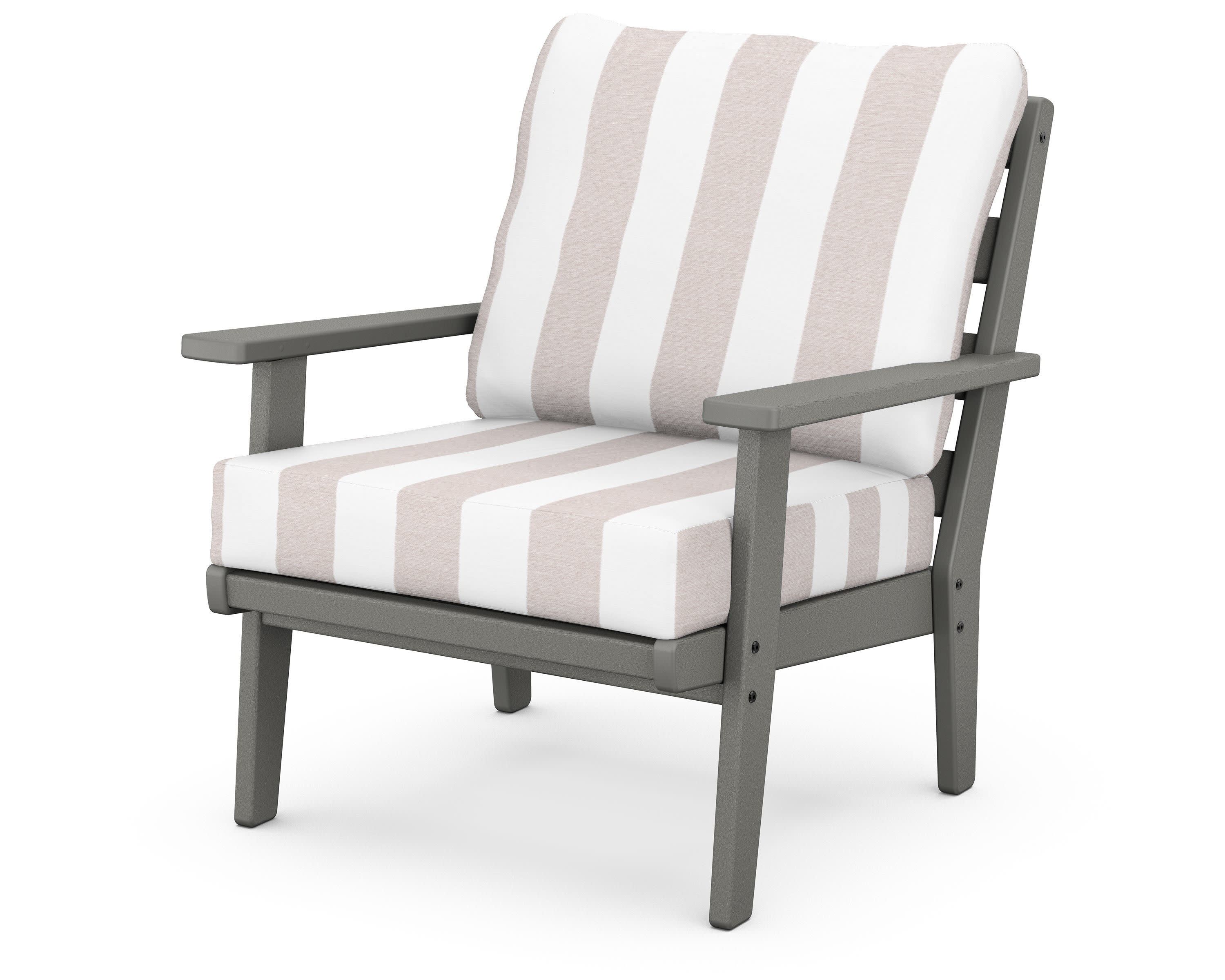 Grant Park Deep Seating Chair in Slate Grey / Cabana Stripe Dune Burlap