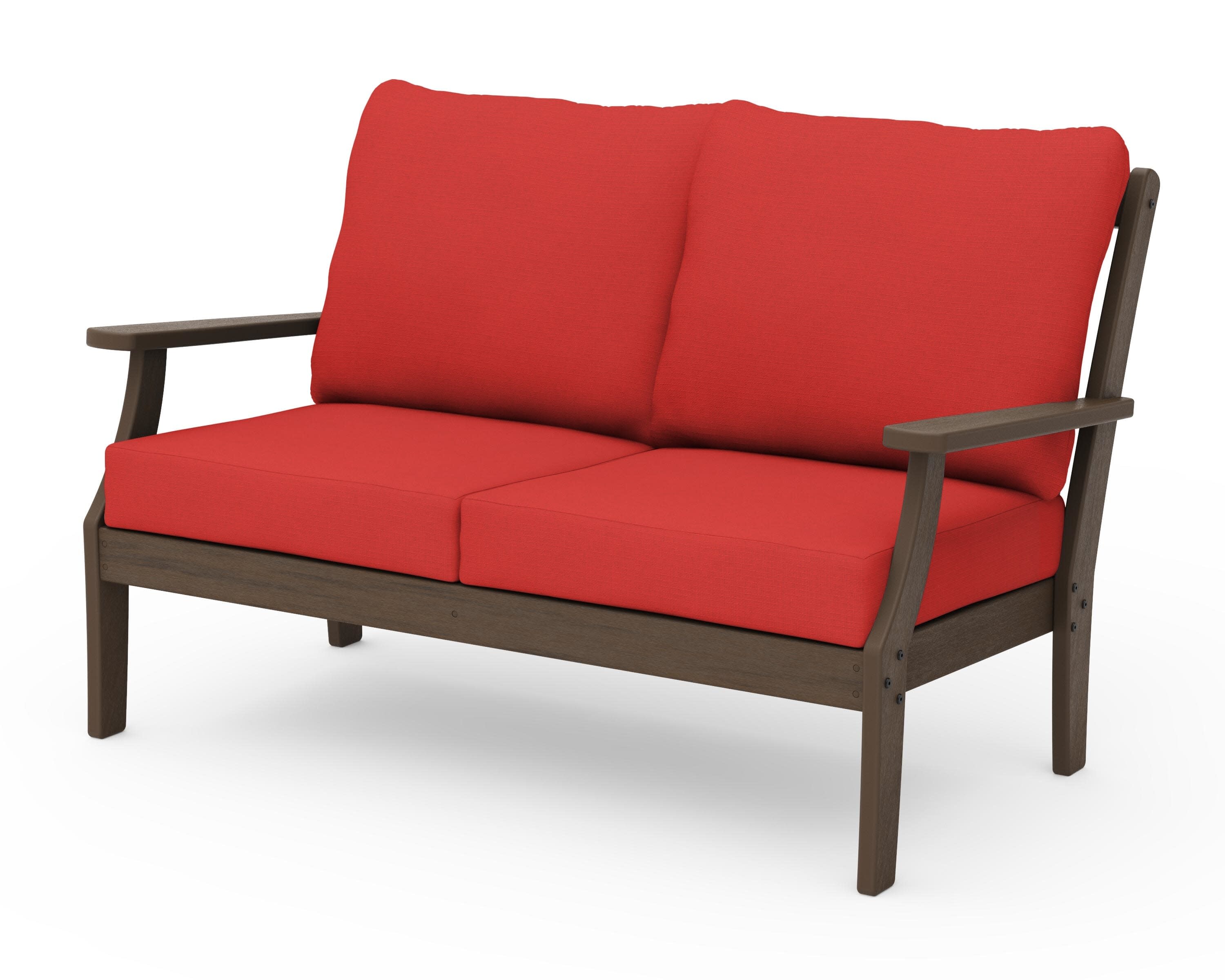 Braxton Deep Seating Loveseat in Kona / Crimson Linen