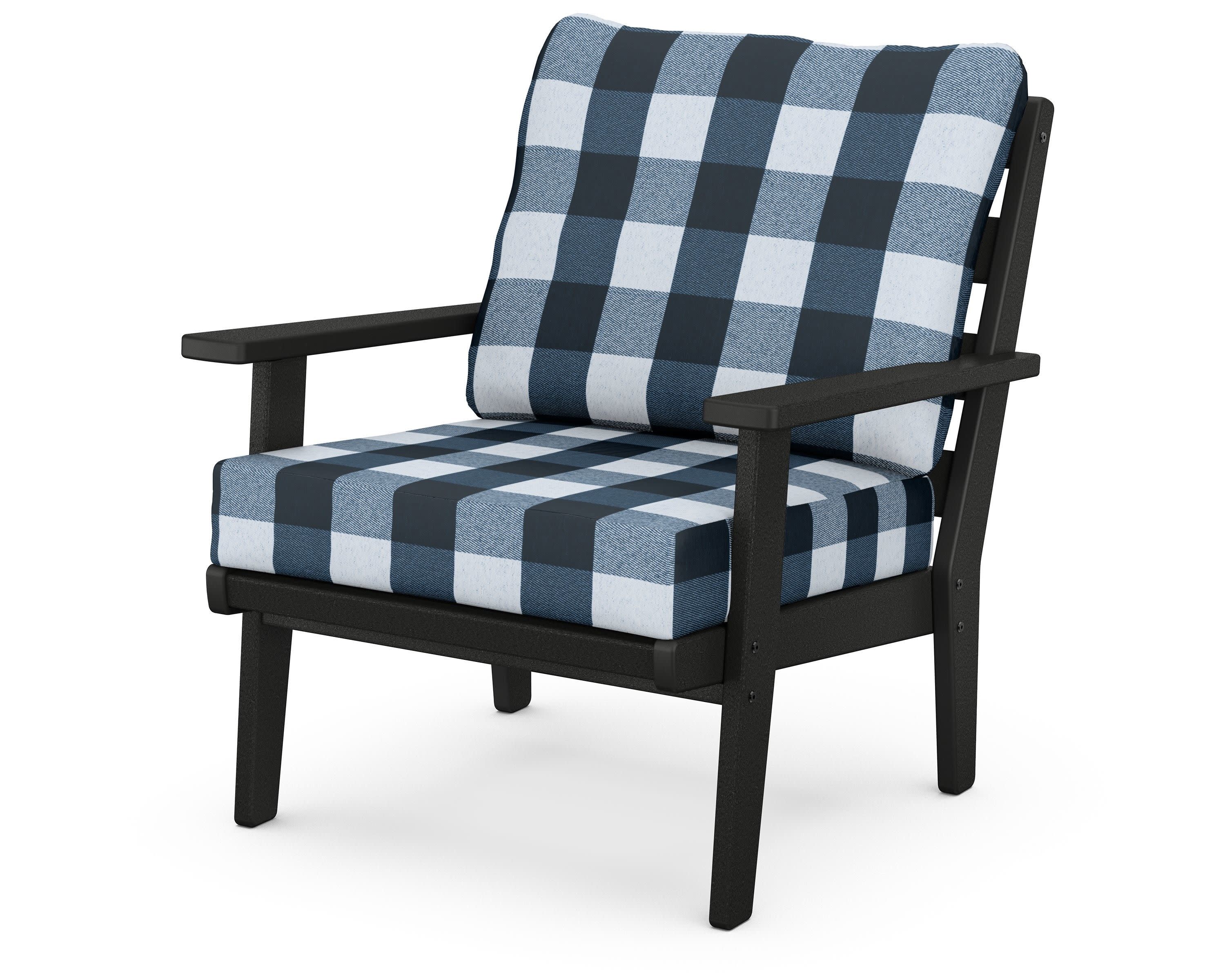 Grant Park Deep Seating Chair in Black / Buffalo Plaid Marine Indigo
