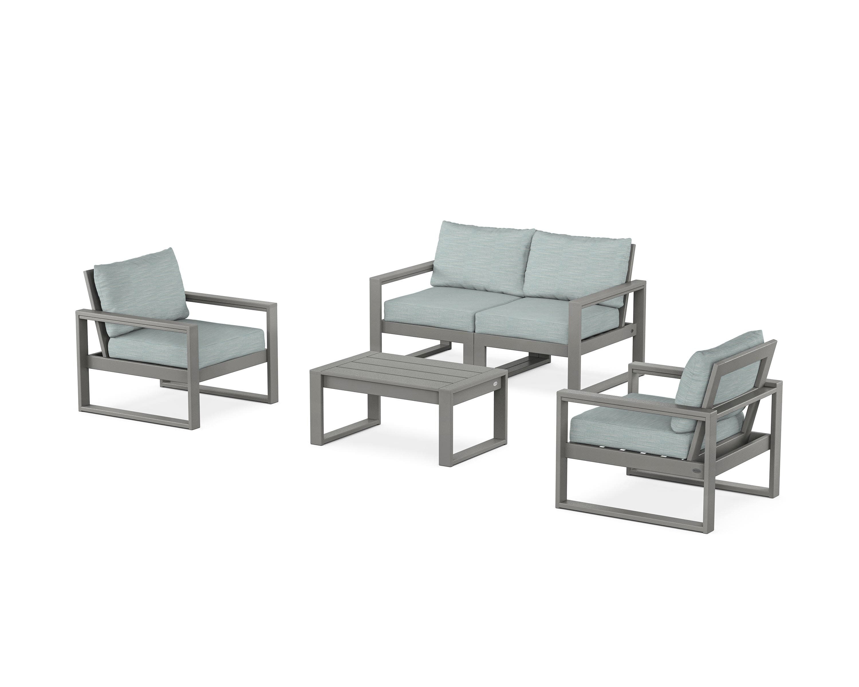 EDGE Sectional 4-Piece Deep Seating Set with Loveseat in Slate Grey / Soothe Mist