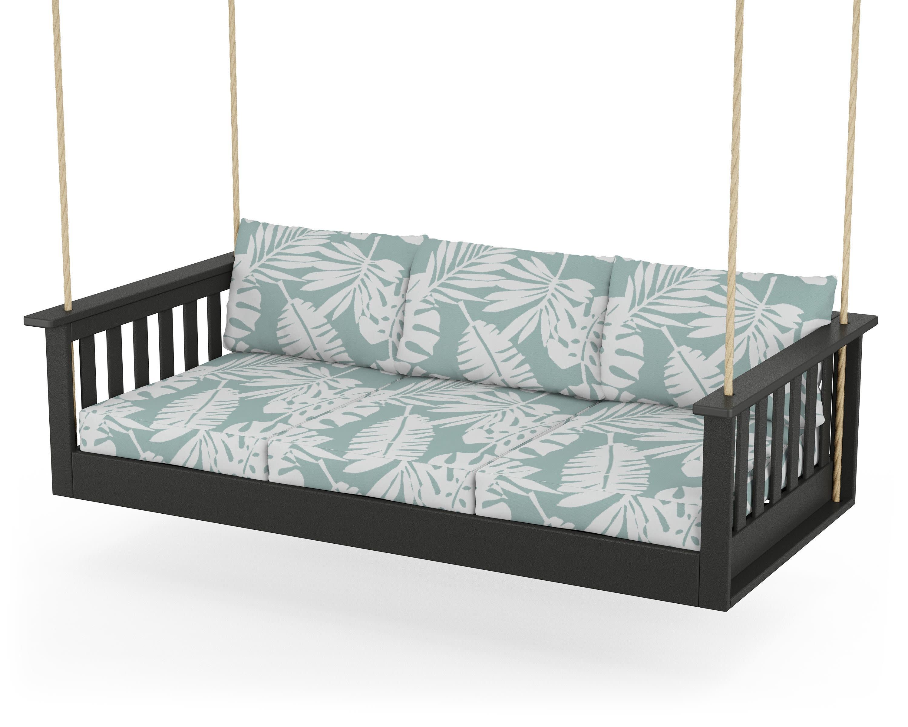 Vineyard Daybed Swing in Black / Leaf Glacier Spa