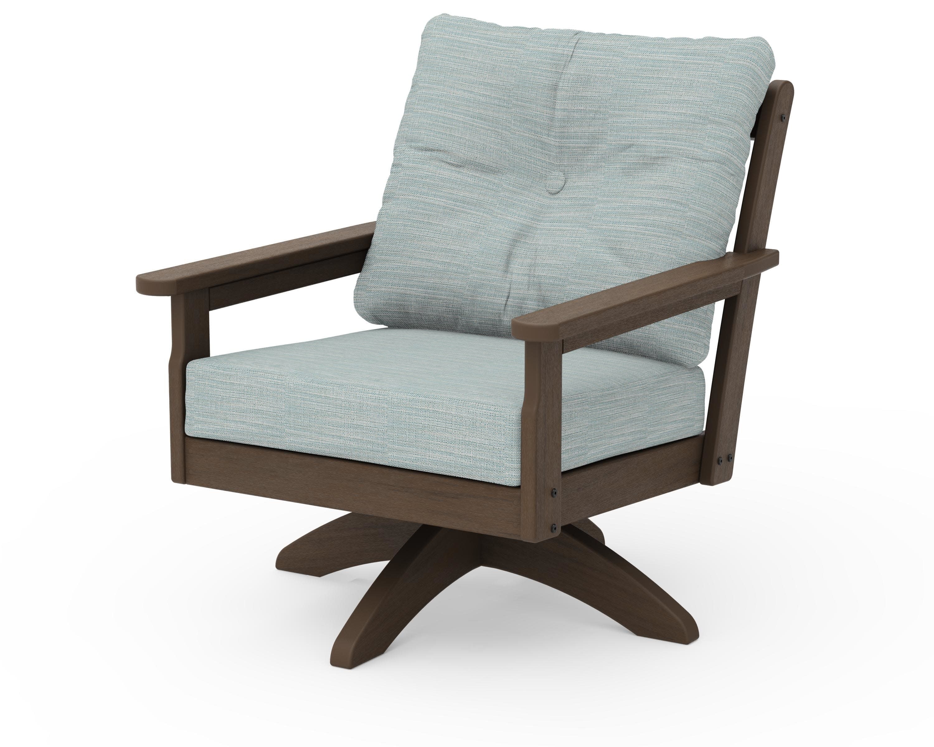 Vineyard Deep Seating Swivel Chair in Kona / Soothe Mist