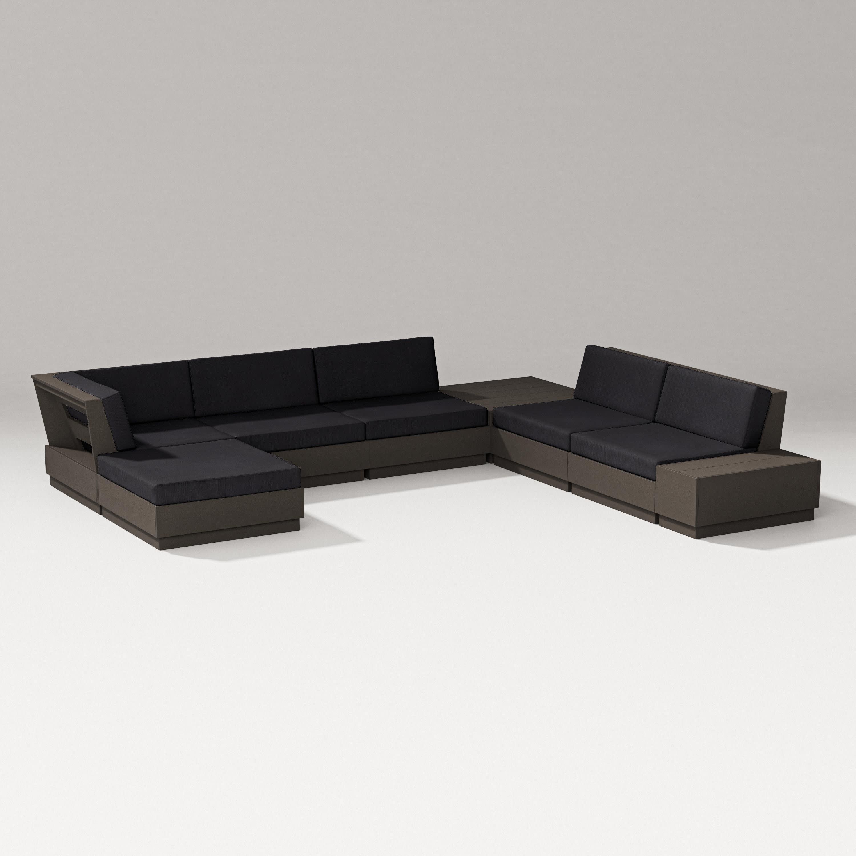 Elevate 8-Piece Corner Sectional in Vintage Coffee / Midnight Linen
