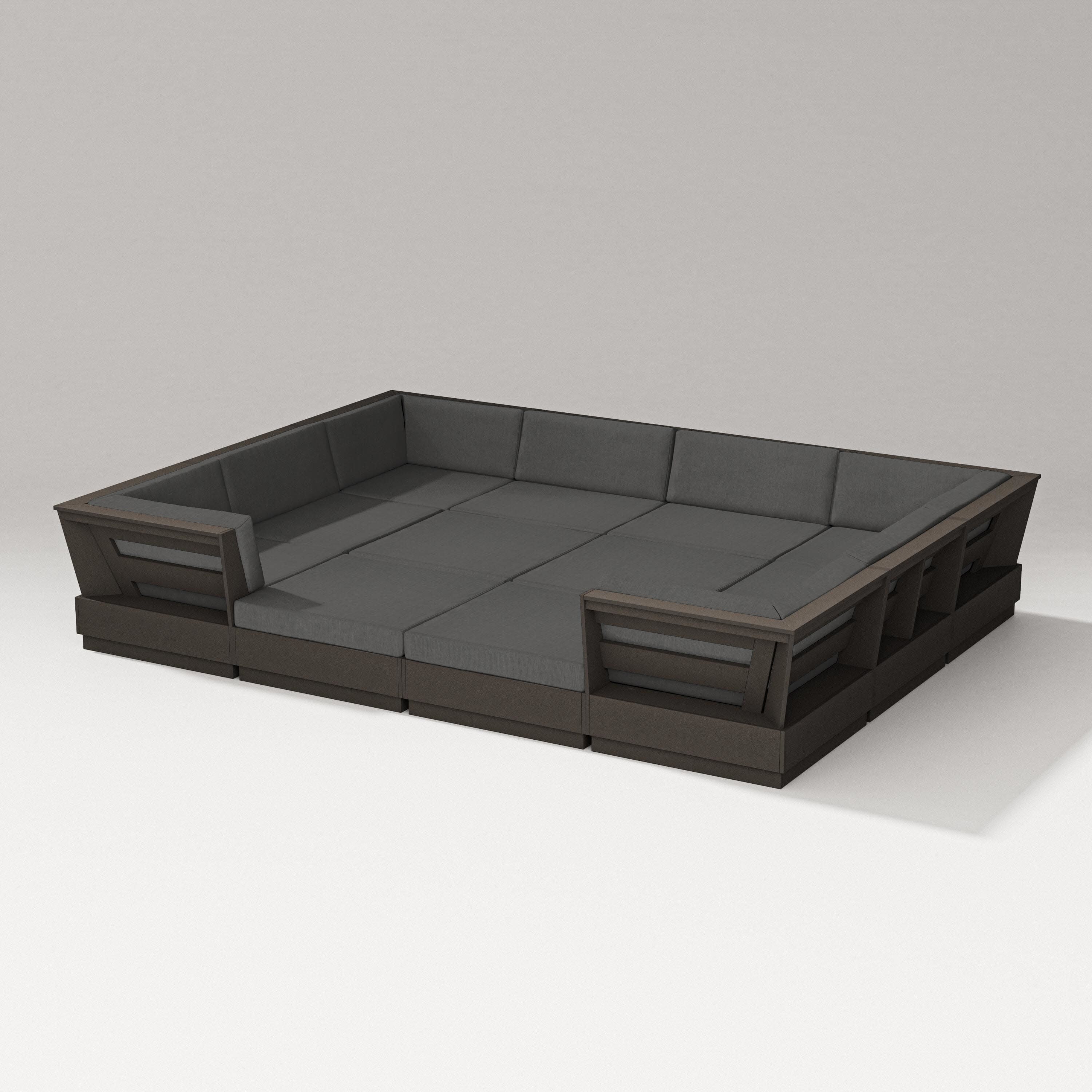 Elevate 12-Piece Pit Sectional in Vintage Coffee / Spectrum Carbon