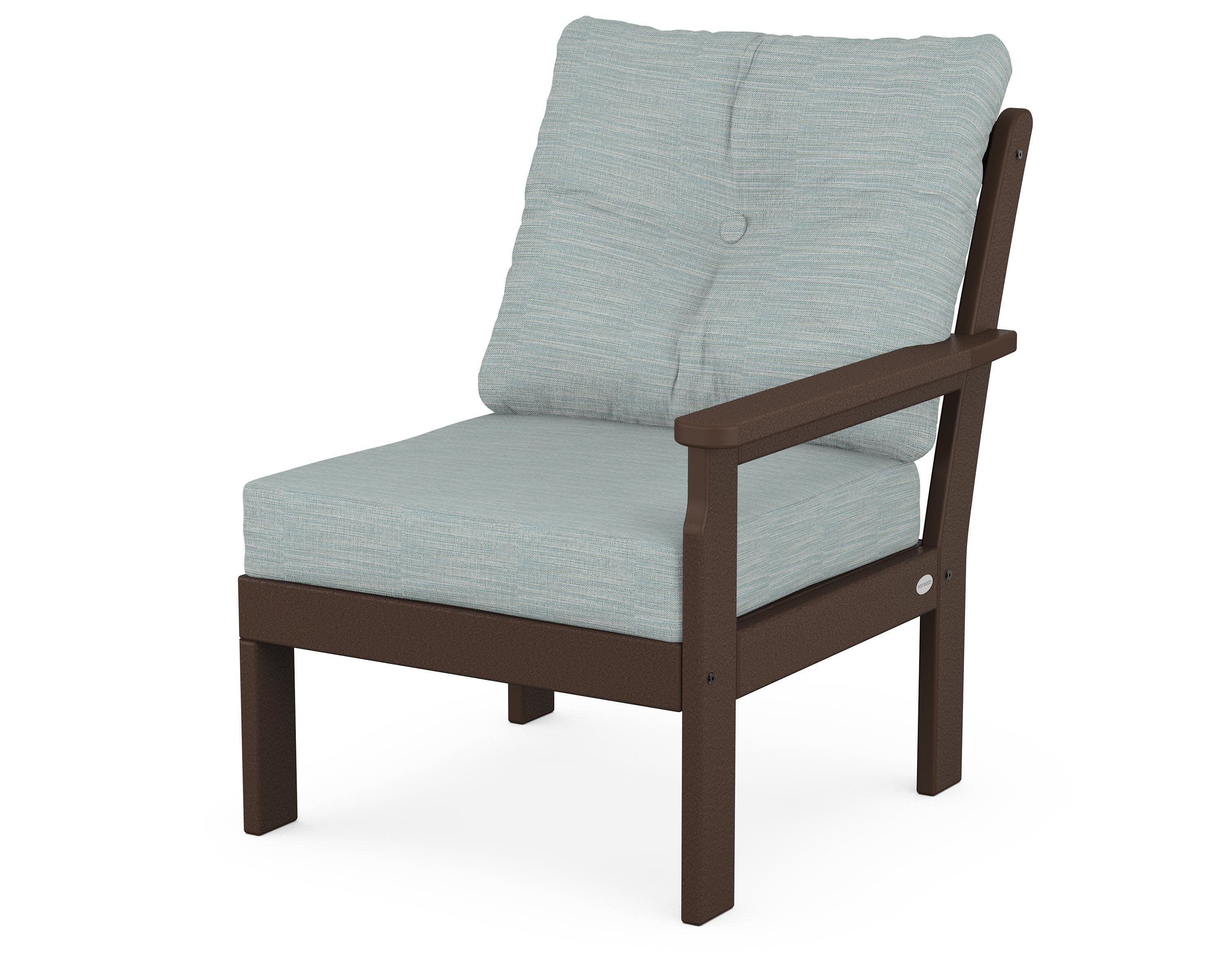 Vineyard Modular Right Arm Chair in Mahogany / Soothe Mist