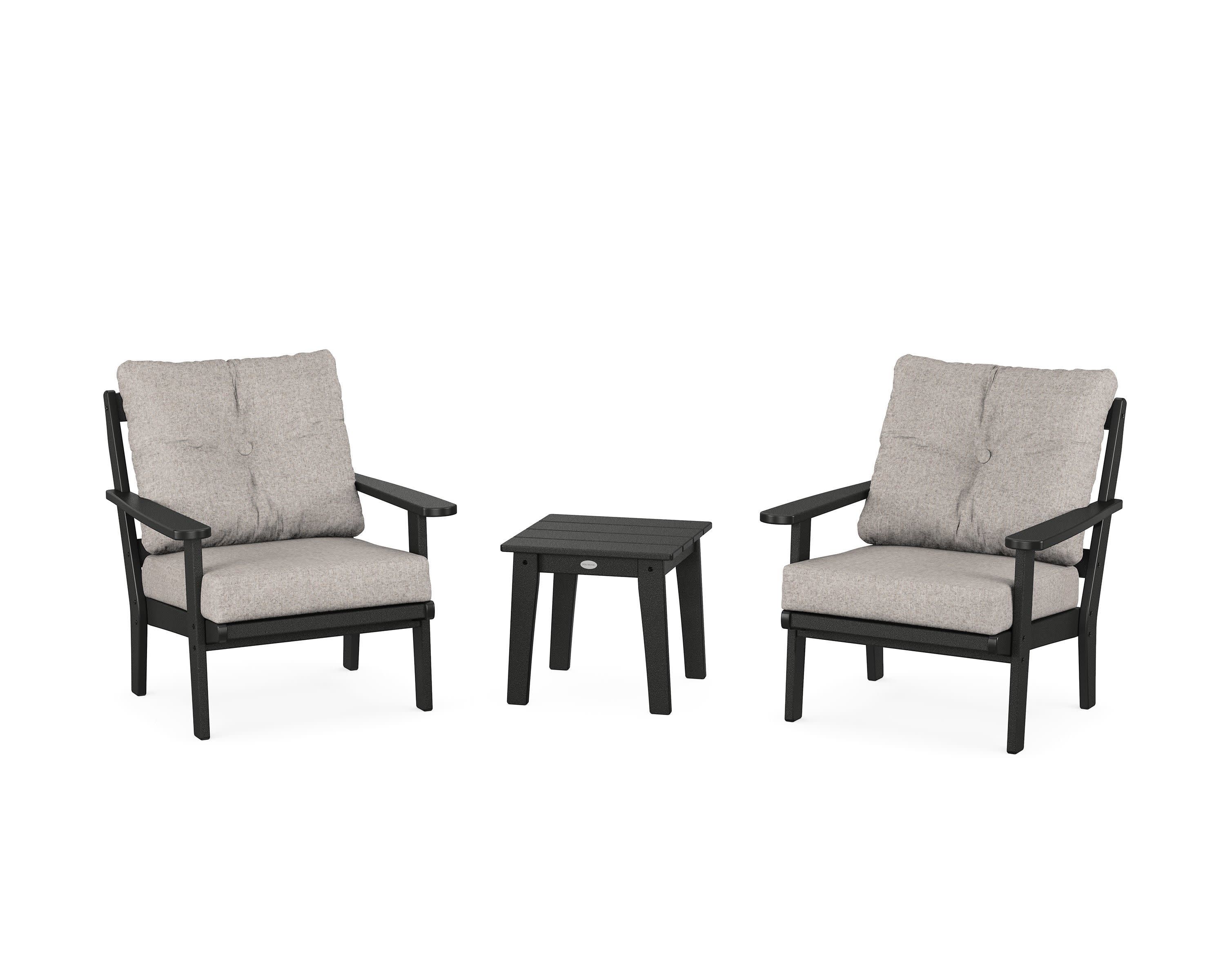 Mission 3-Piece Deep Seating Set in Black / Weathered Tweed