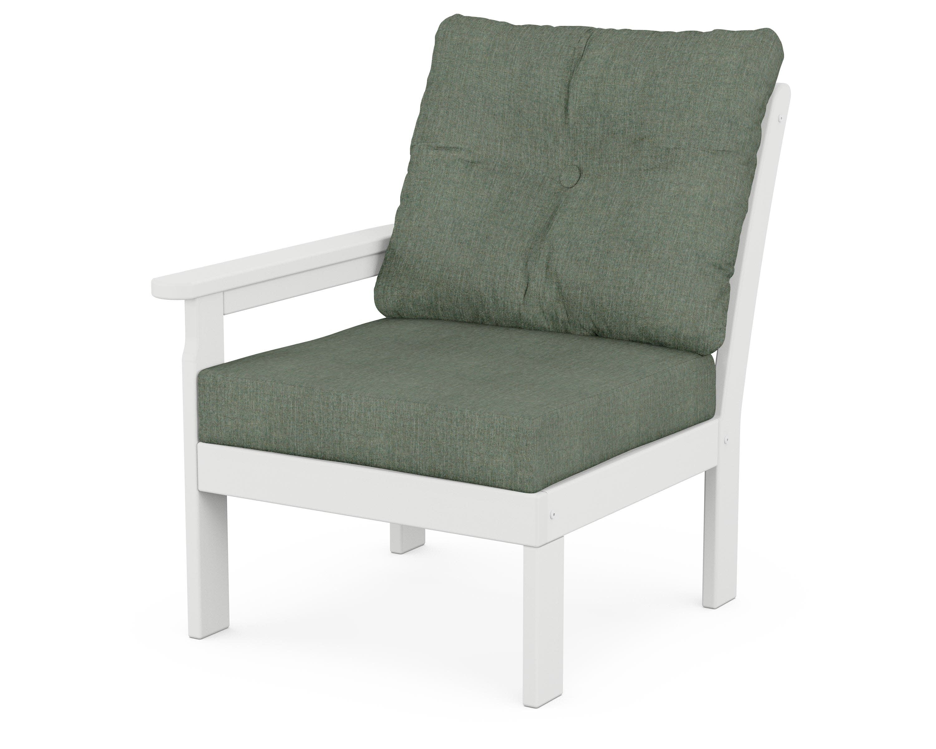 Vineyard Modular Left Arm Chair in White / Cast Sage
