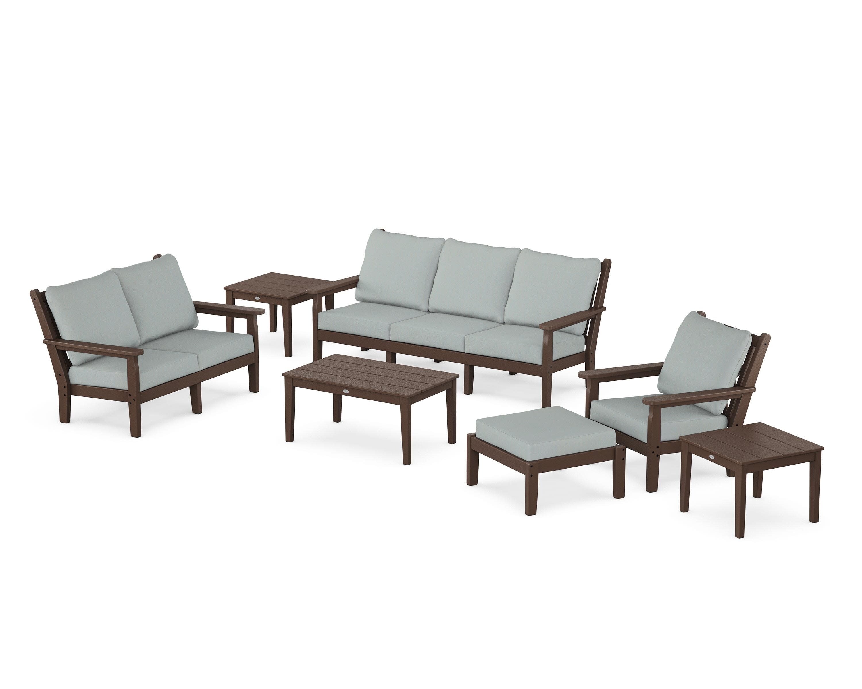 Chippendale 7-Piece Deep Seating Set in Mahogany / Spa