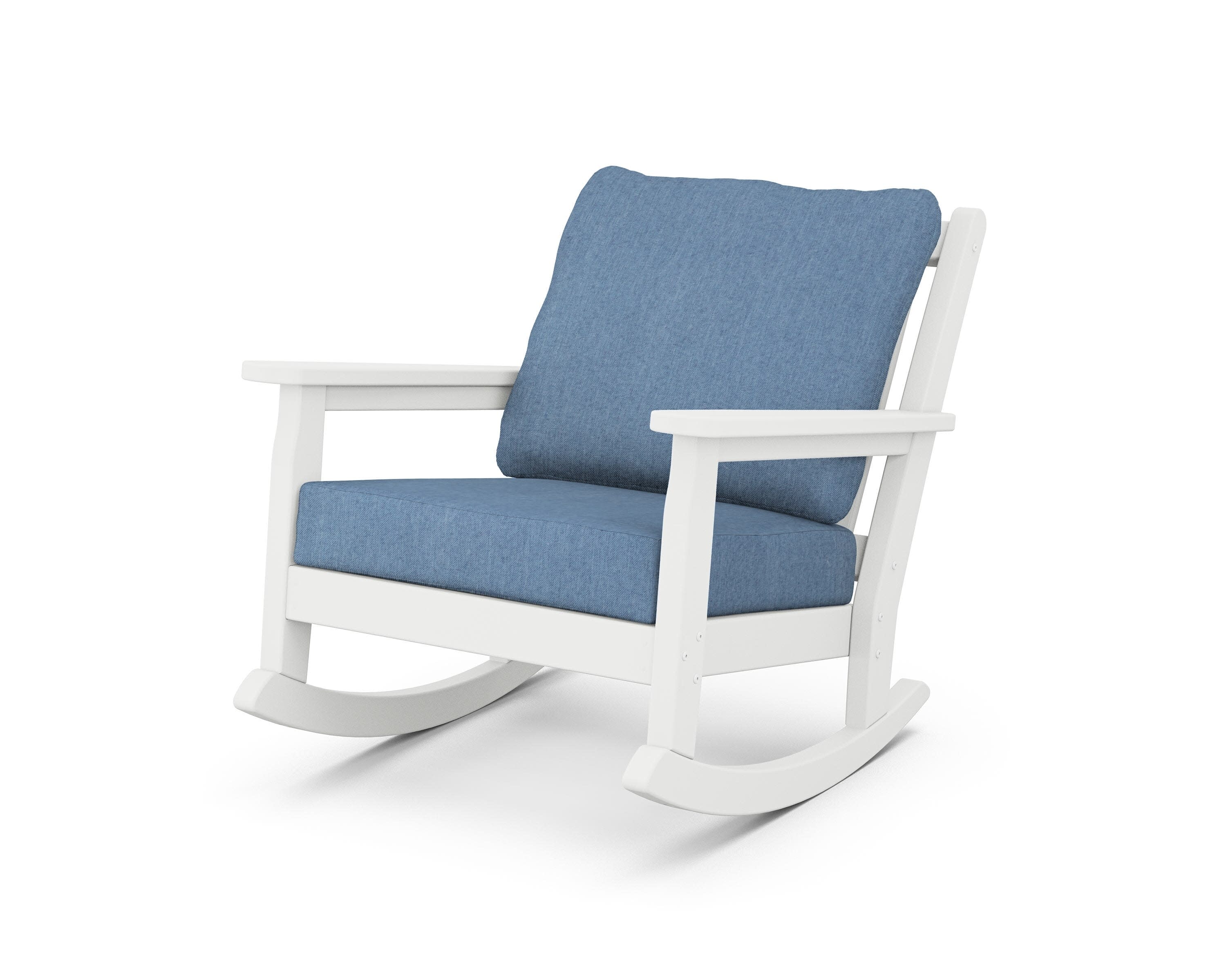 Chippendale Deep Seating Rocking Chair in White / Sky Blue