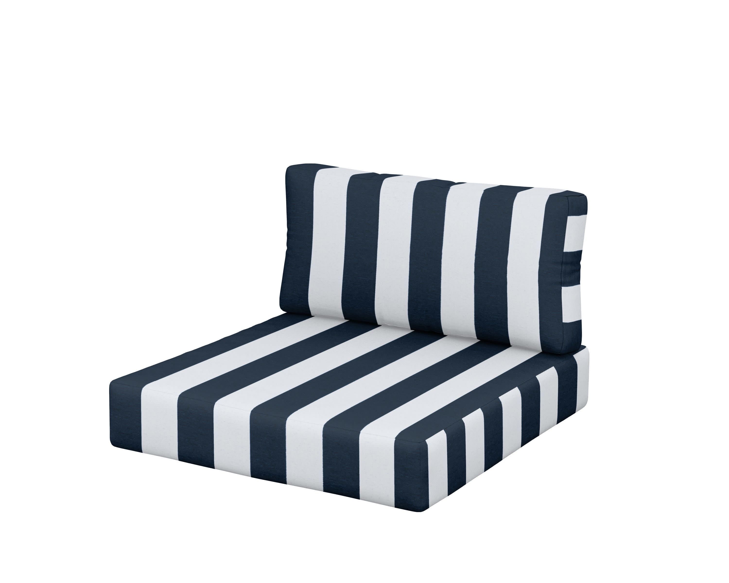 Acadia Back/Seat Cushion Set in Cabana Stripe Marine Indigo