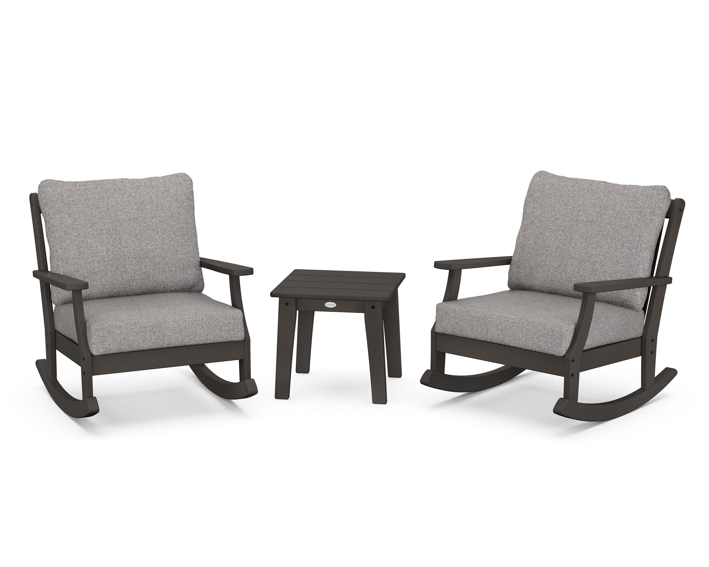 Braxton 3-Piece Deep Seating Rocker Set in Vintage Coffee / Grey Mist