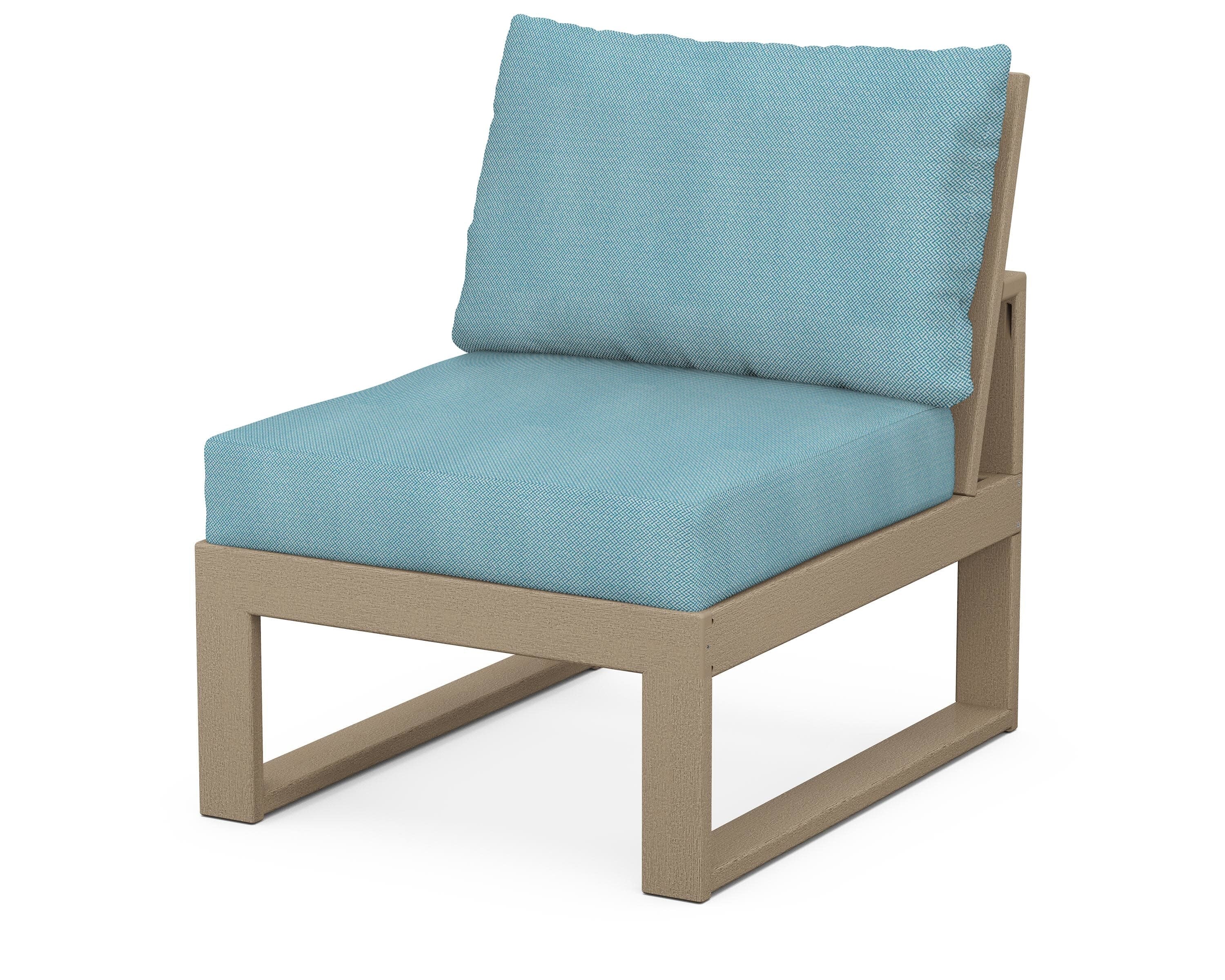 Modular Armless Chair in Vintage Sahara / Lattice Sky Blue