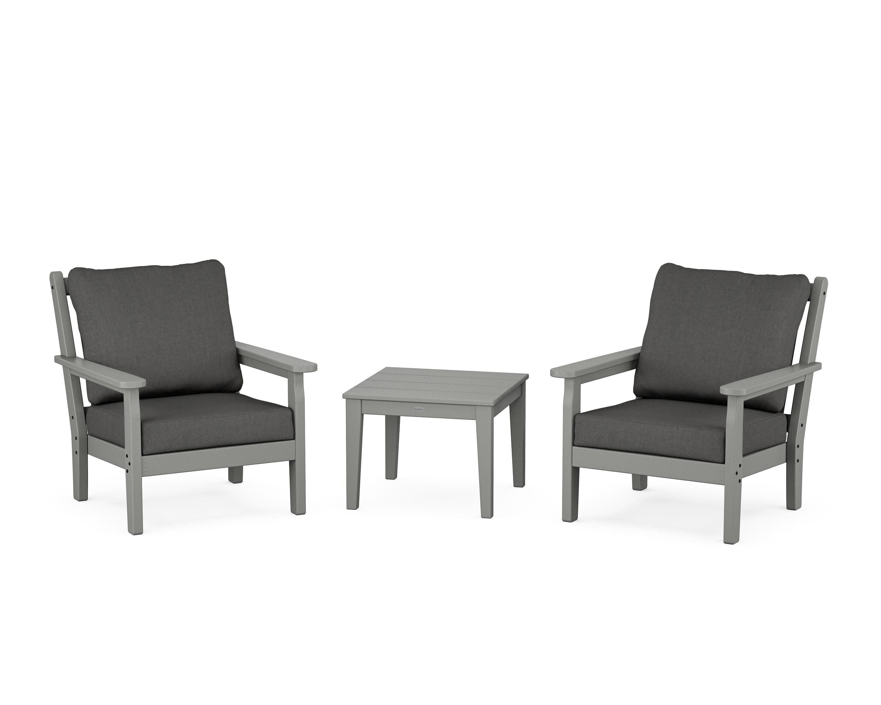 Chippendale 3-Piece Deep Seating Set in Slate Grey / Spectrum Carbon