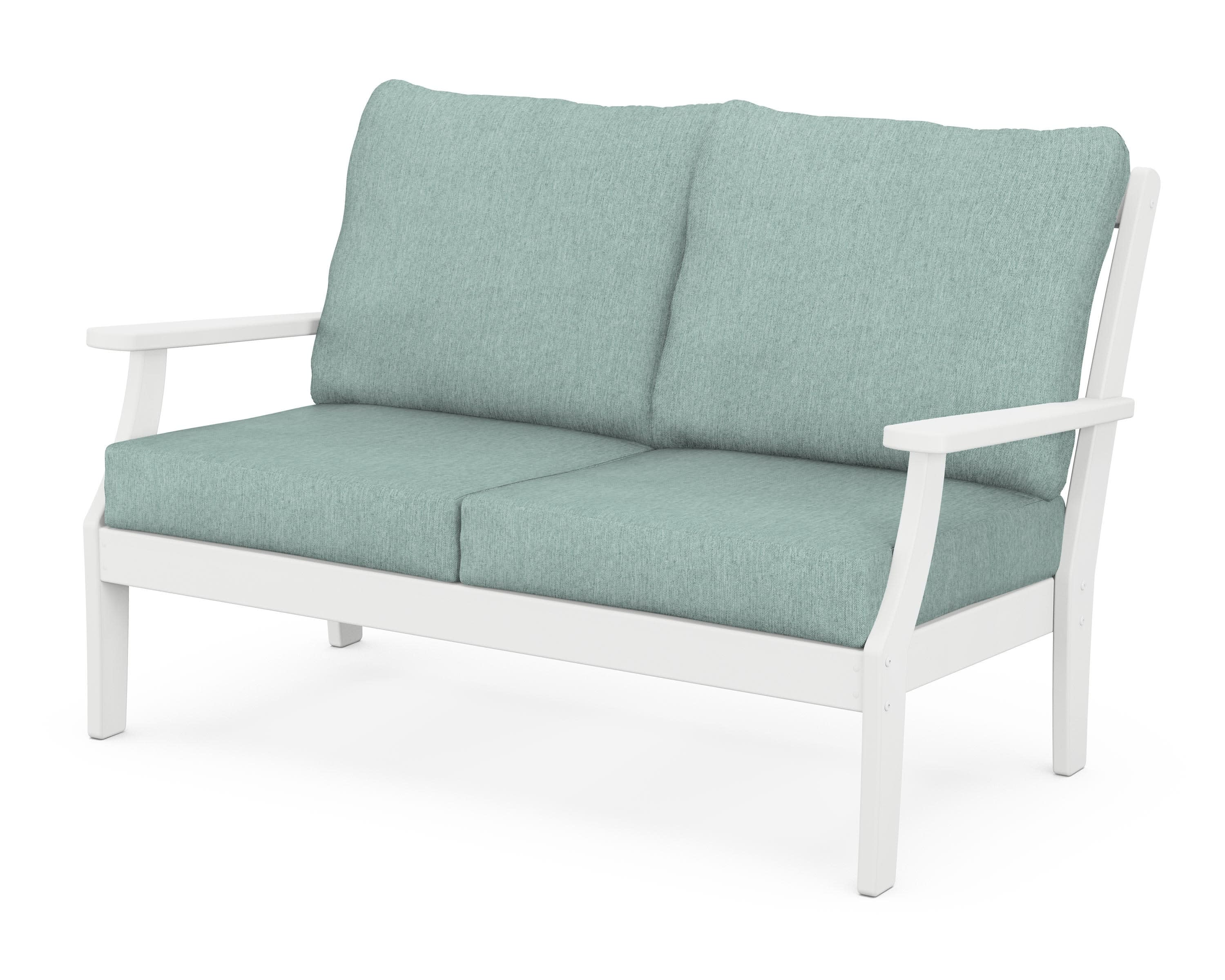 Braxton Deep Seating Loveseat in White / Glacier Spa