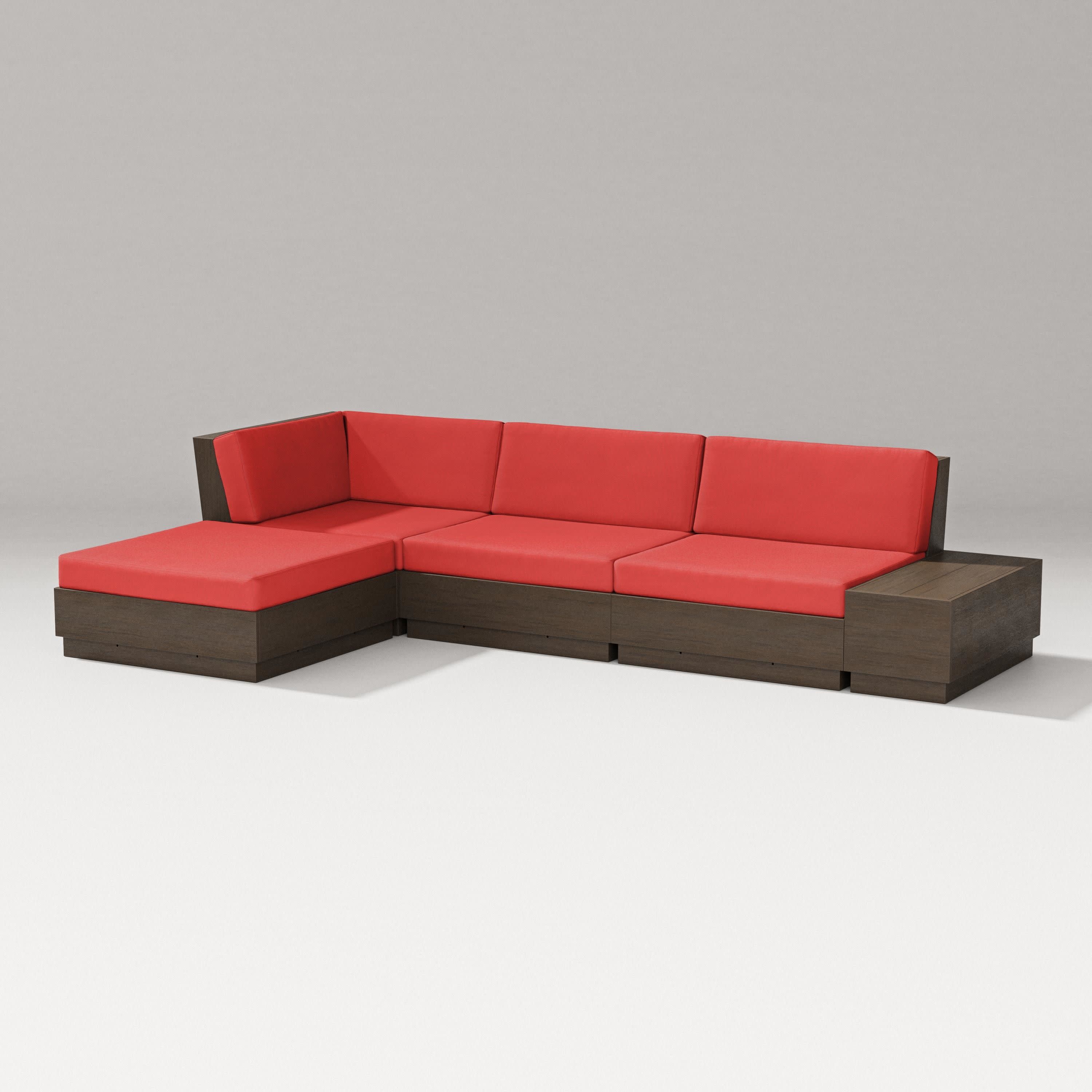 Elevate Chaise Sectional in Kona / Crimson Linen
