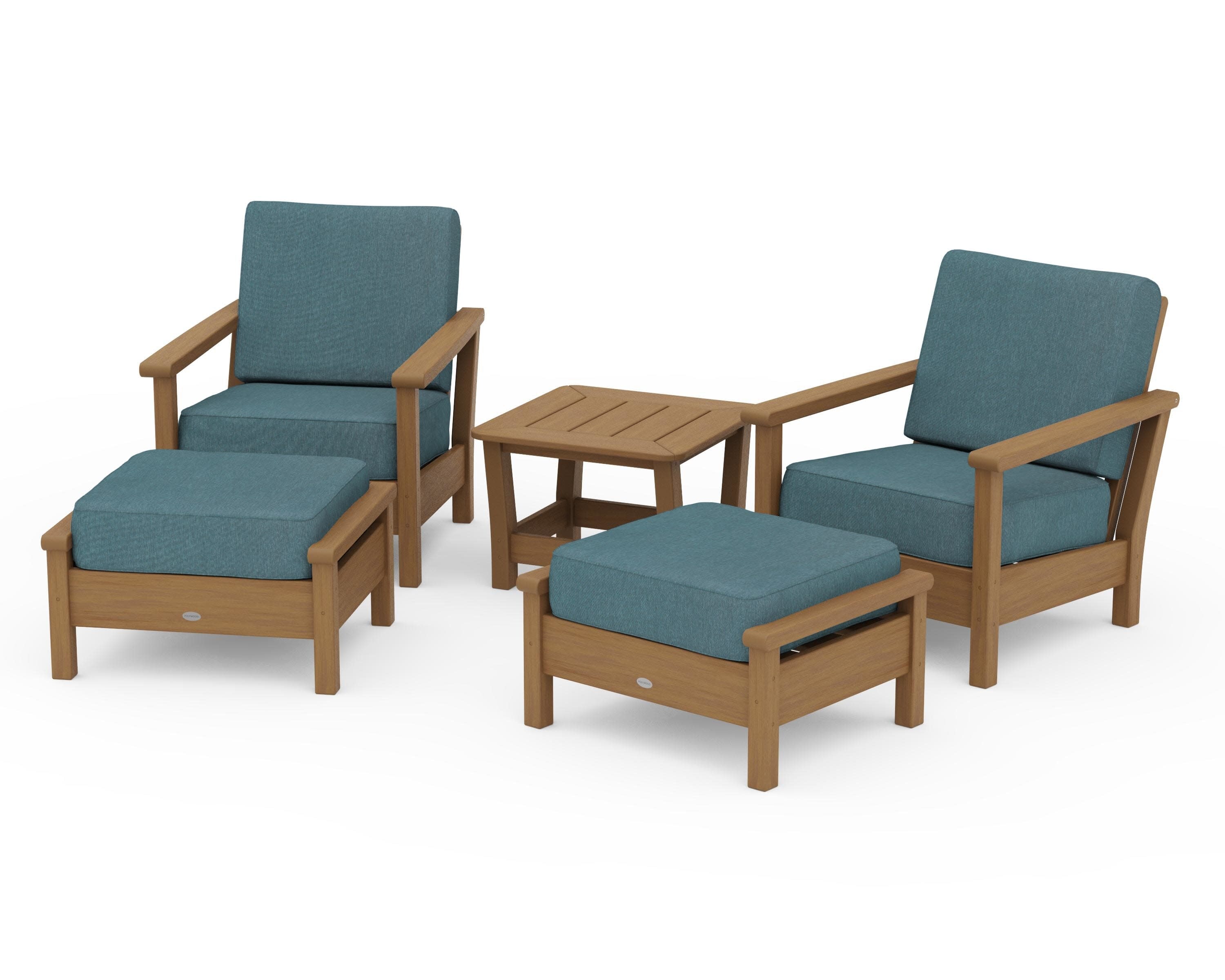 Harbour 5-Piece Deep Seating Chair Set in Natural / Ocean Teal