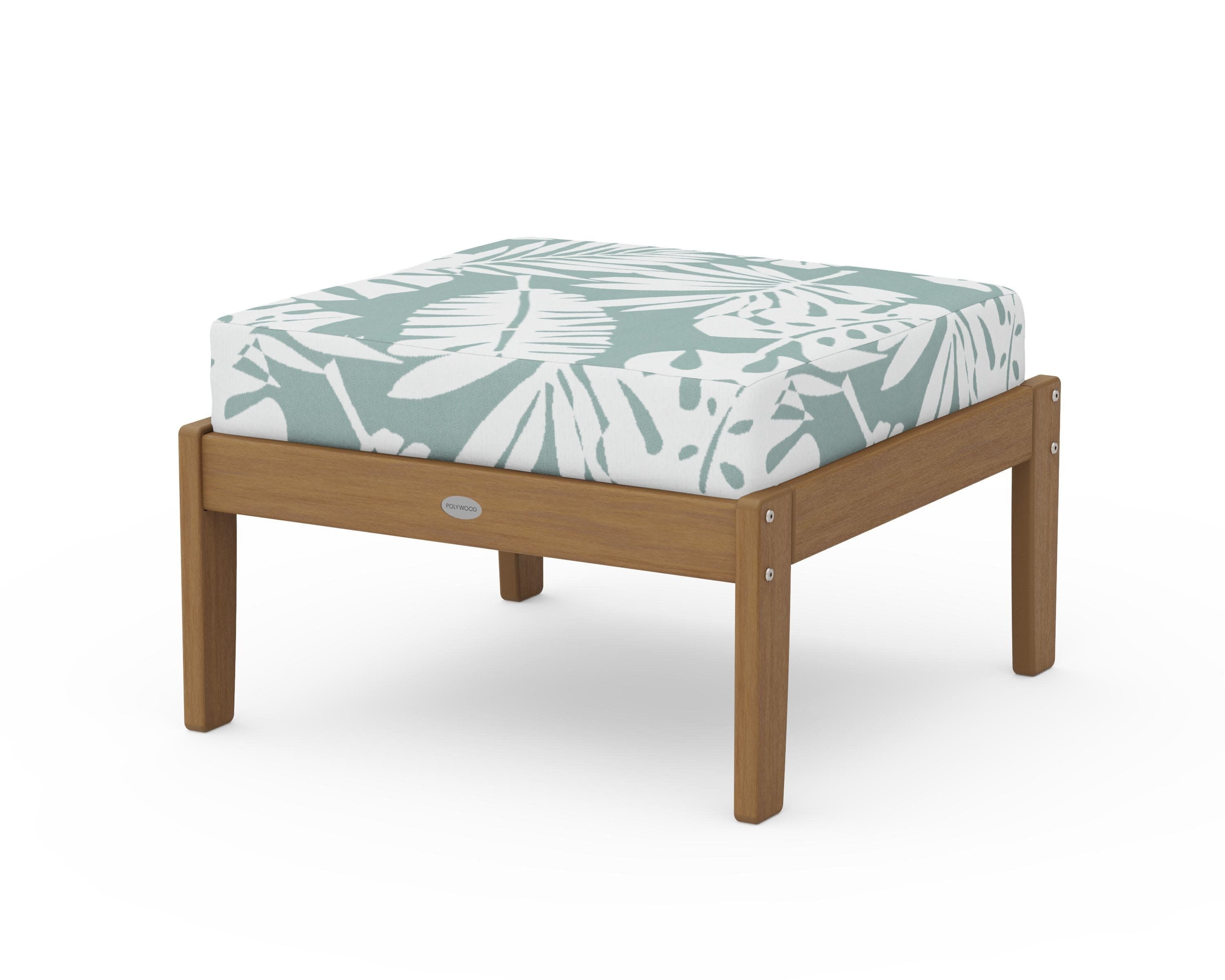 Braxton Deep Seating Ottoman in Natural / Leaf Glacier Spa