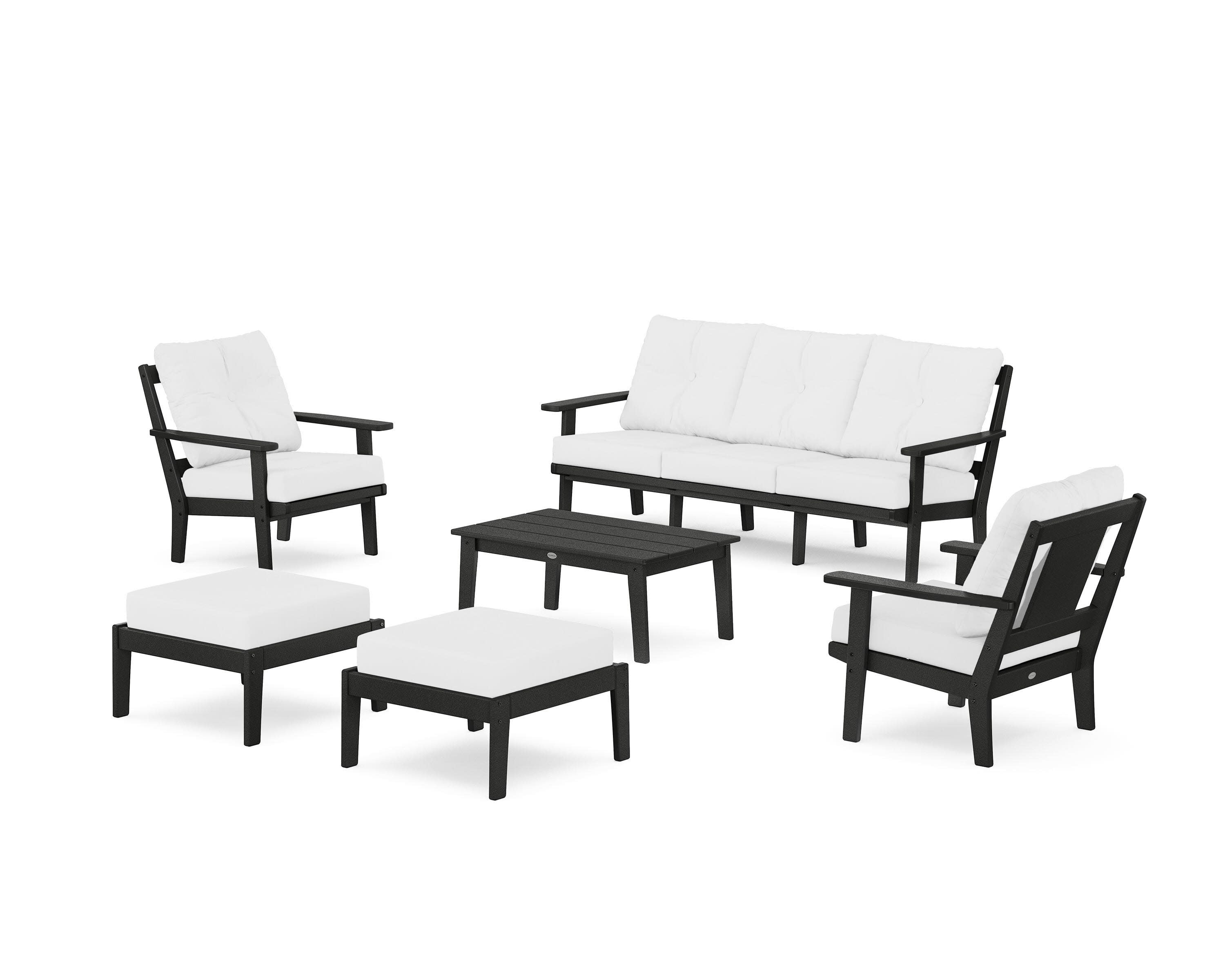 Prairie 6-Piece Lounge Sofa Set in Black / Natural