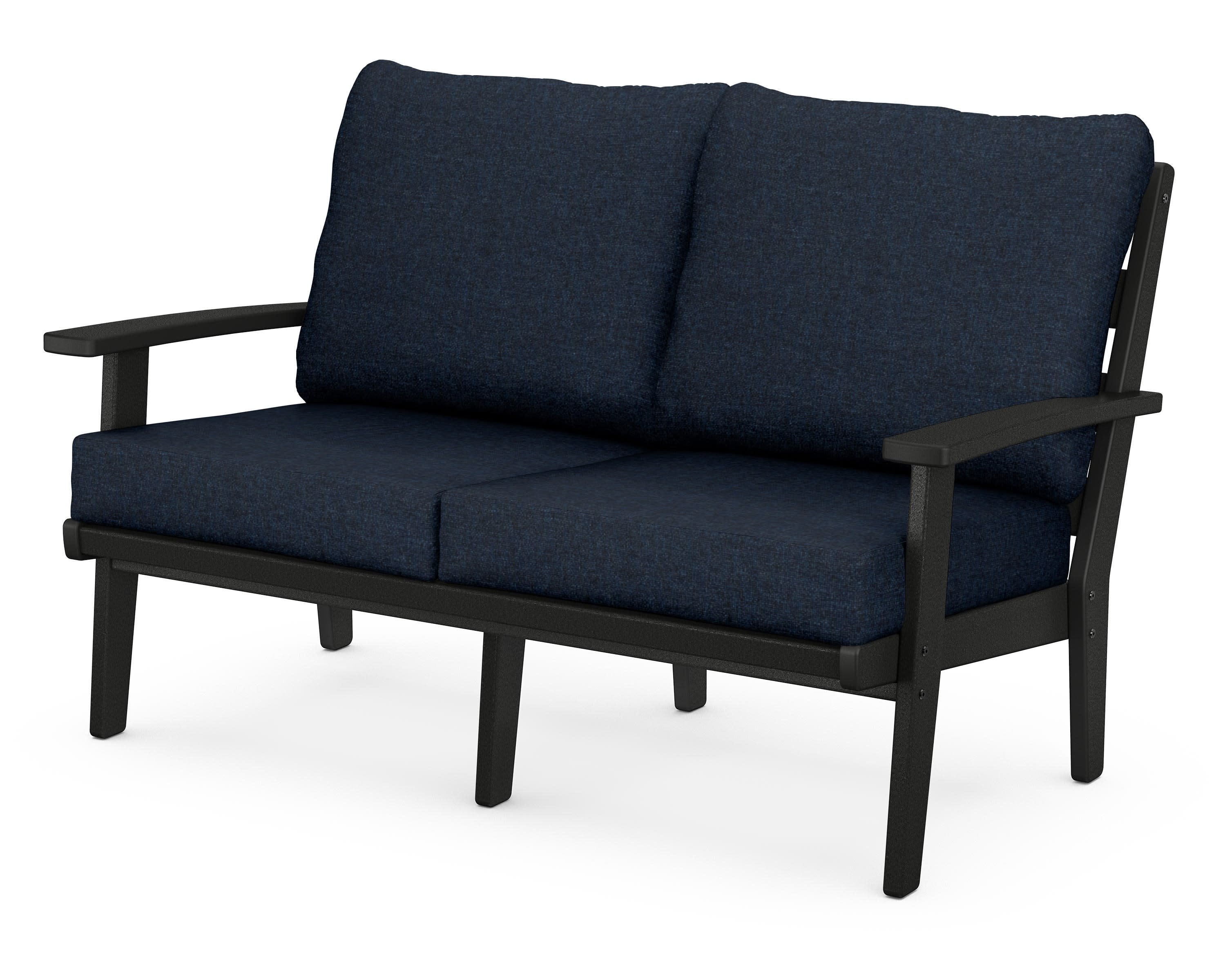Grant Park Deep Seating Loveseat in Black / Marine Indigo