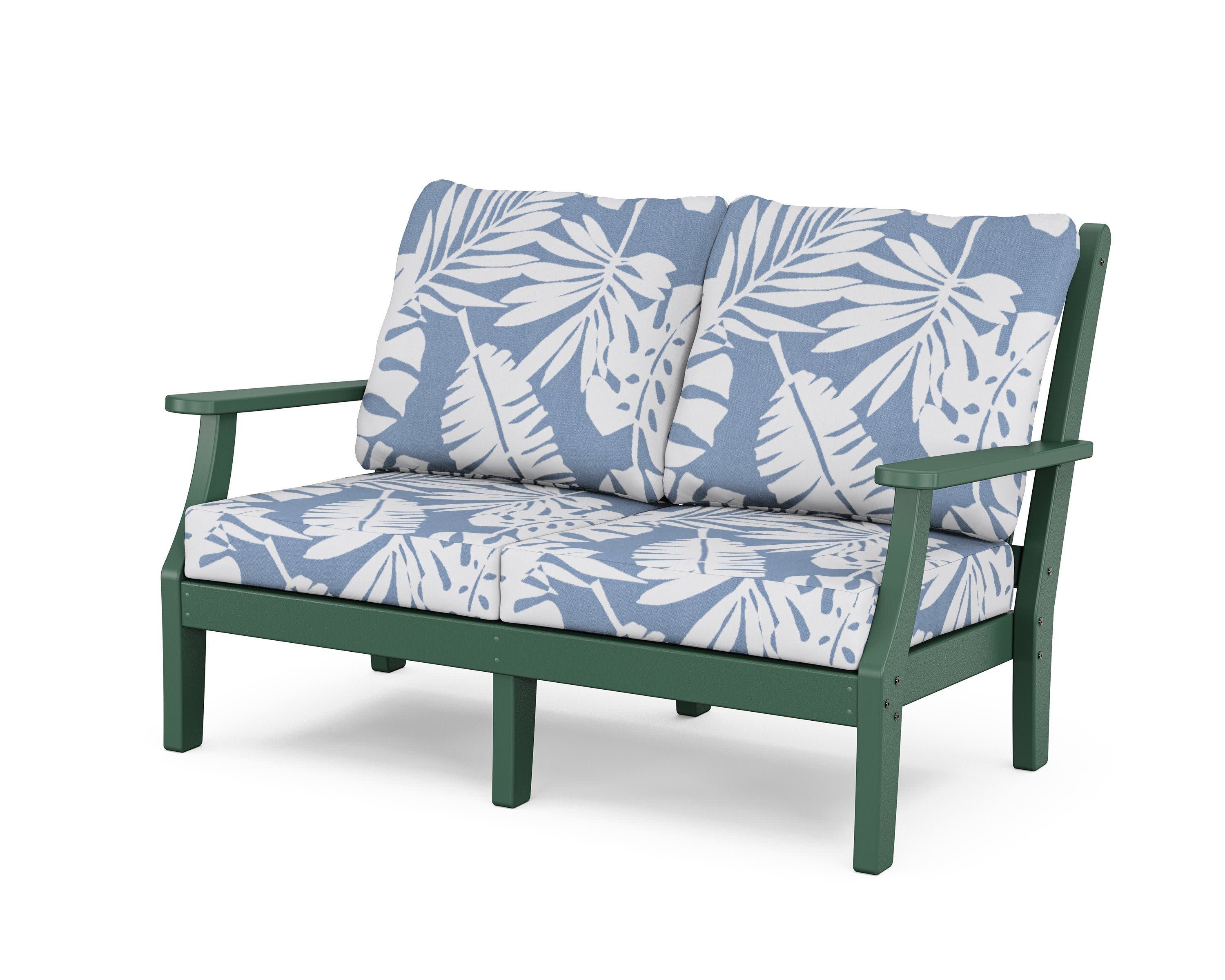 Wovendale Deep Seating Loveseat in Green / Leaf Sky Blue