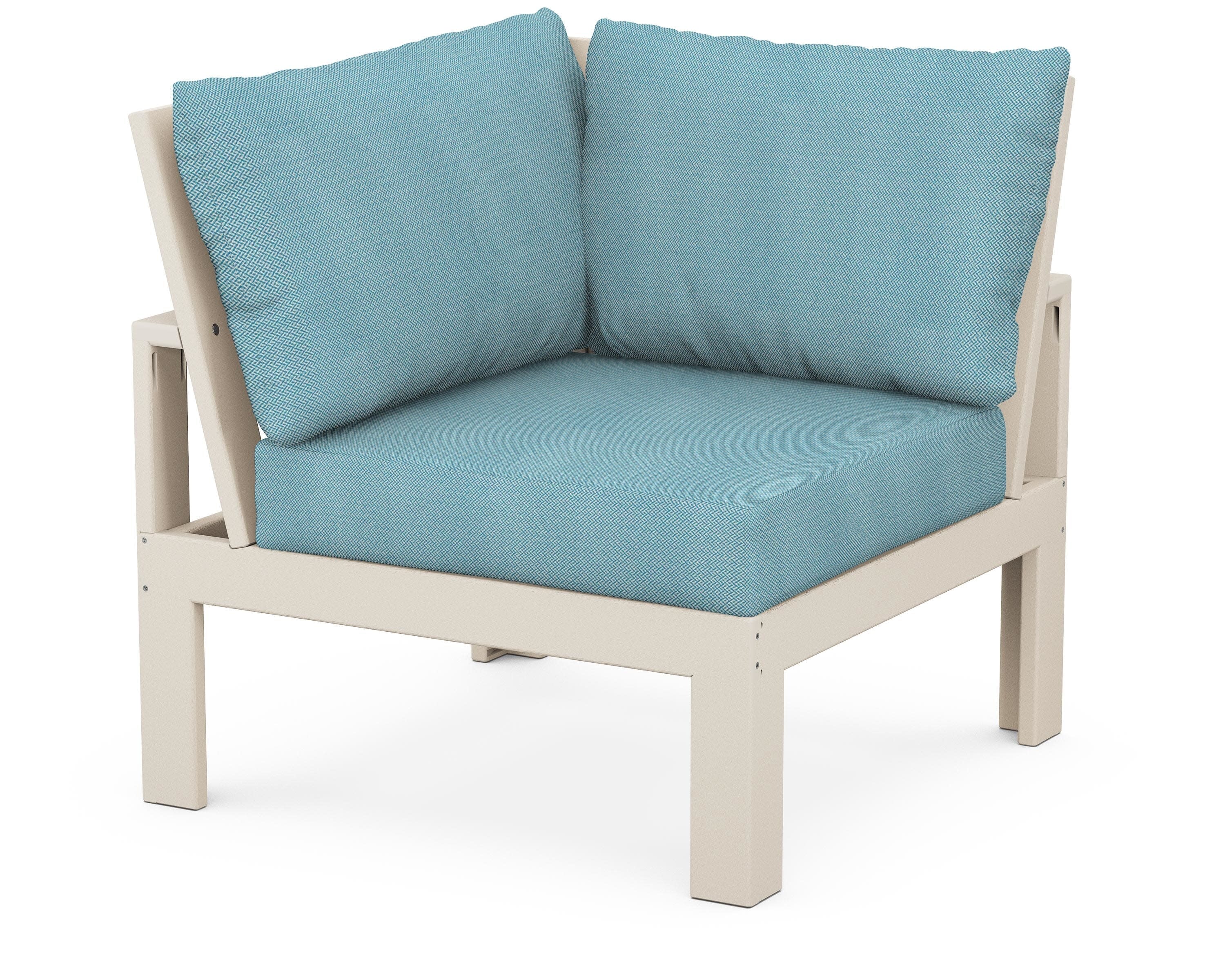 Modular Corner Chair in Sand / Lattice Sky Blue